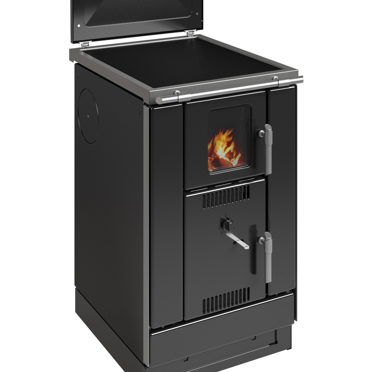 Wamsler K 158 F wasserführender Küchenherd Emailliert schwarz/ matt, Ceranfeld