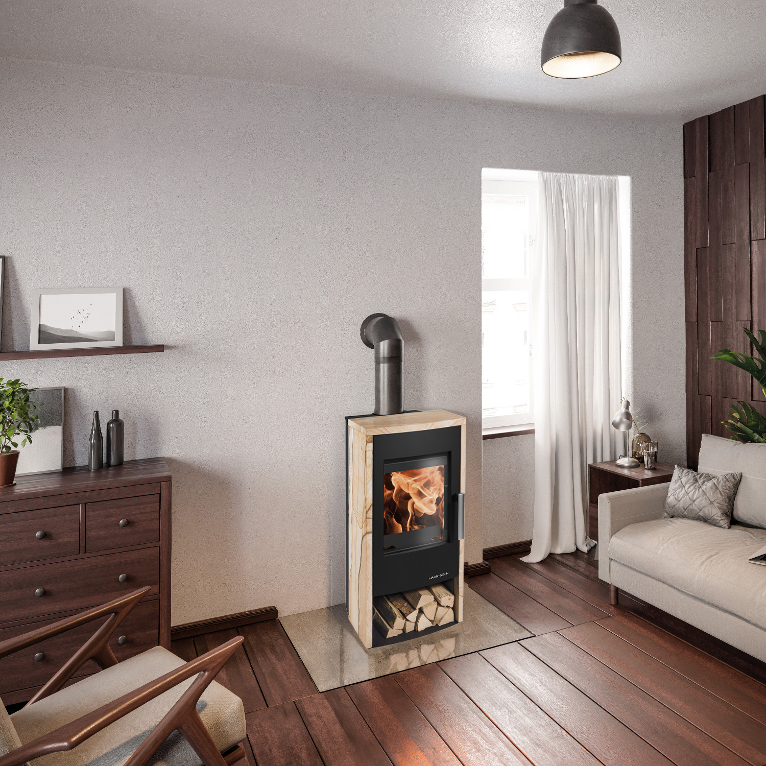 Haas+Sohn RUBUS-ST easy Kaminofen Woodstone tief-schwarz