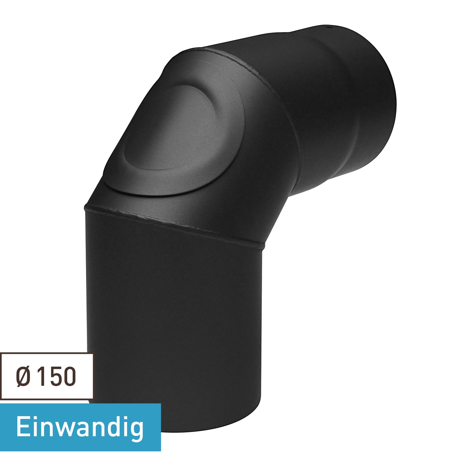 Raik Basic Rauchrohrbogen 150mm schwarz 90° mit Tür für Rauchrohr / Ofenrohr