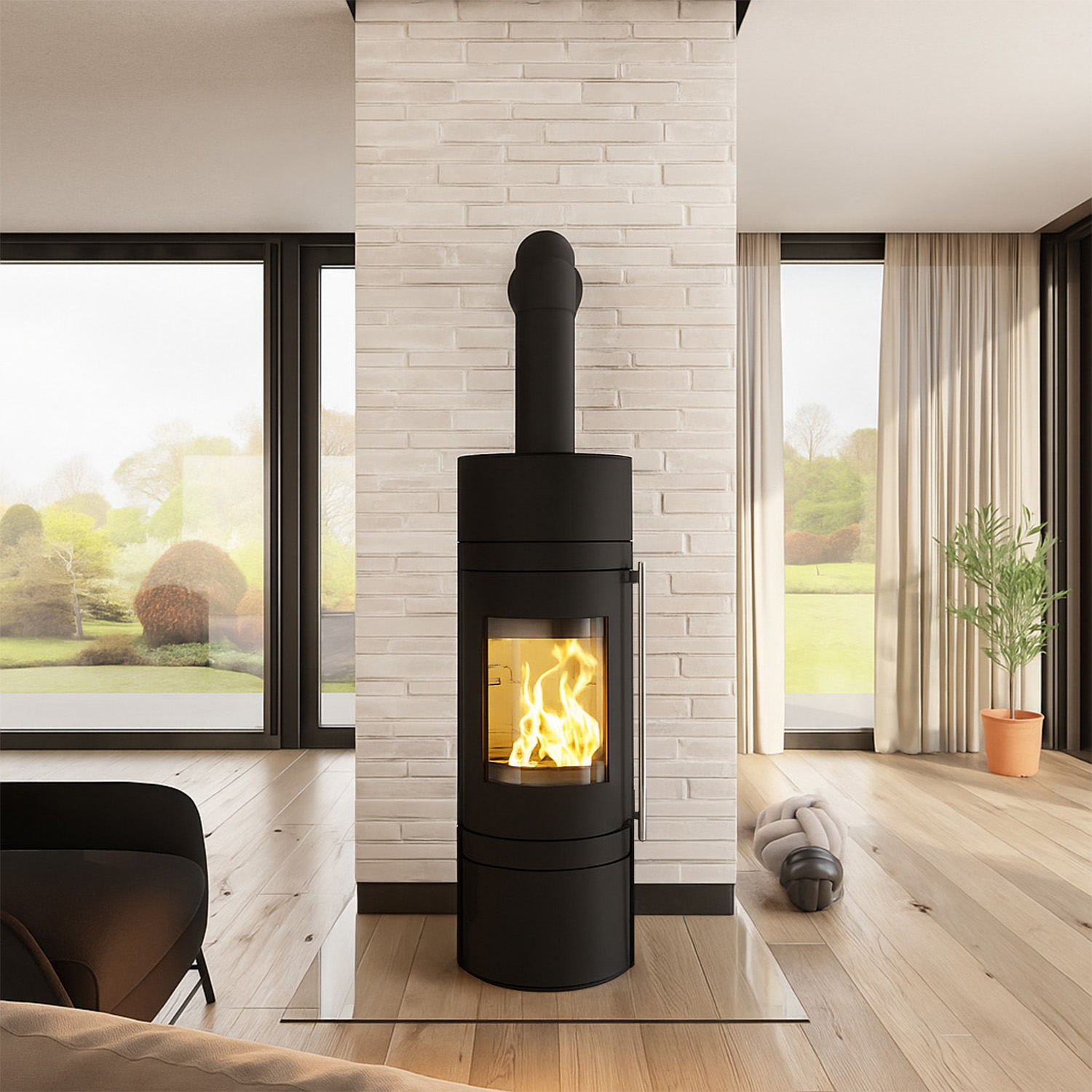 Haas+Sohn MENTON RLU Kaminofen ohne Holzsockel tief-schwarz