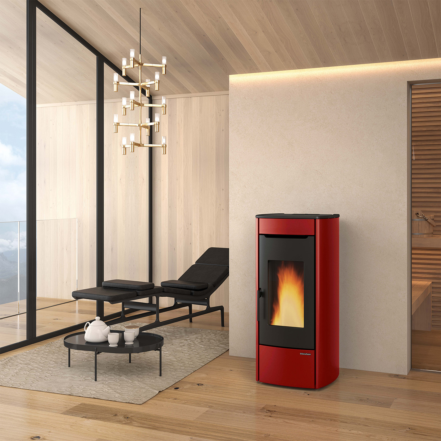 Extraflame Marina Idro 16 H13 wasserführender Pelletofen Stahl Bordeaux