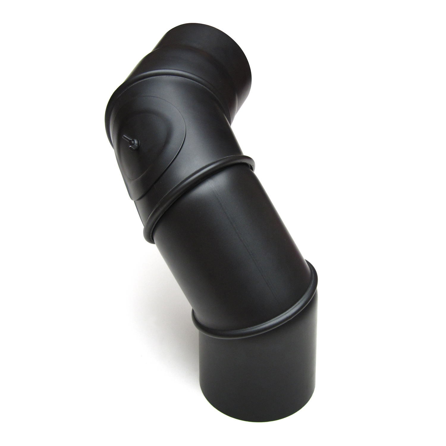 Raik Basic Multibogen 160mm schwarz mit Tür – 4teilig für Rauchrohr / Ofenrohr