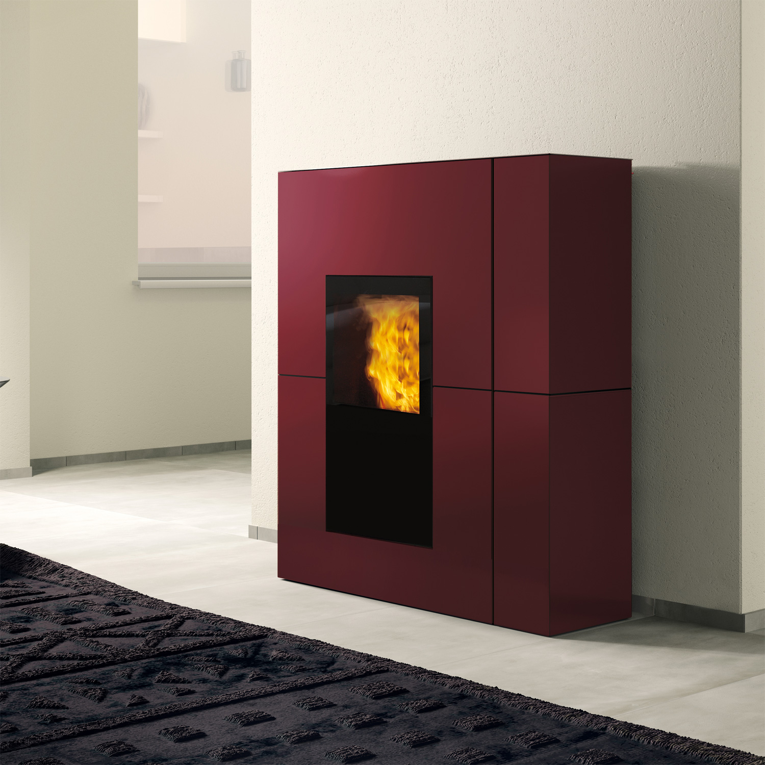 Edilkamin Blade H 23 Evo wasserführendender Pelletofen Stahl Bordeaux inkl. Kit R-FX