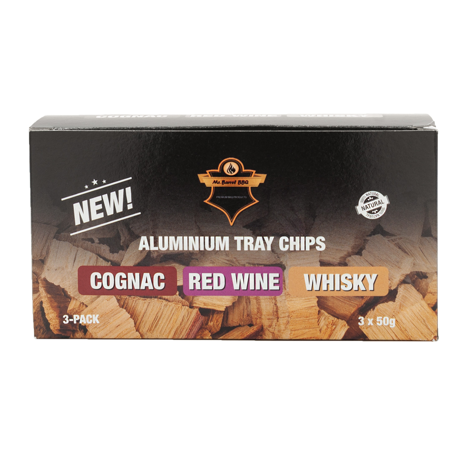 Mr. Barrel BBQ Smoking Chips S Red Wine, Cognac und Whiskey, 3er-Set