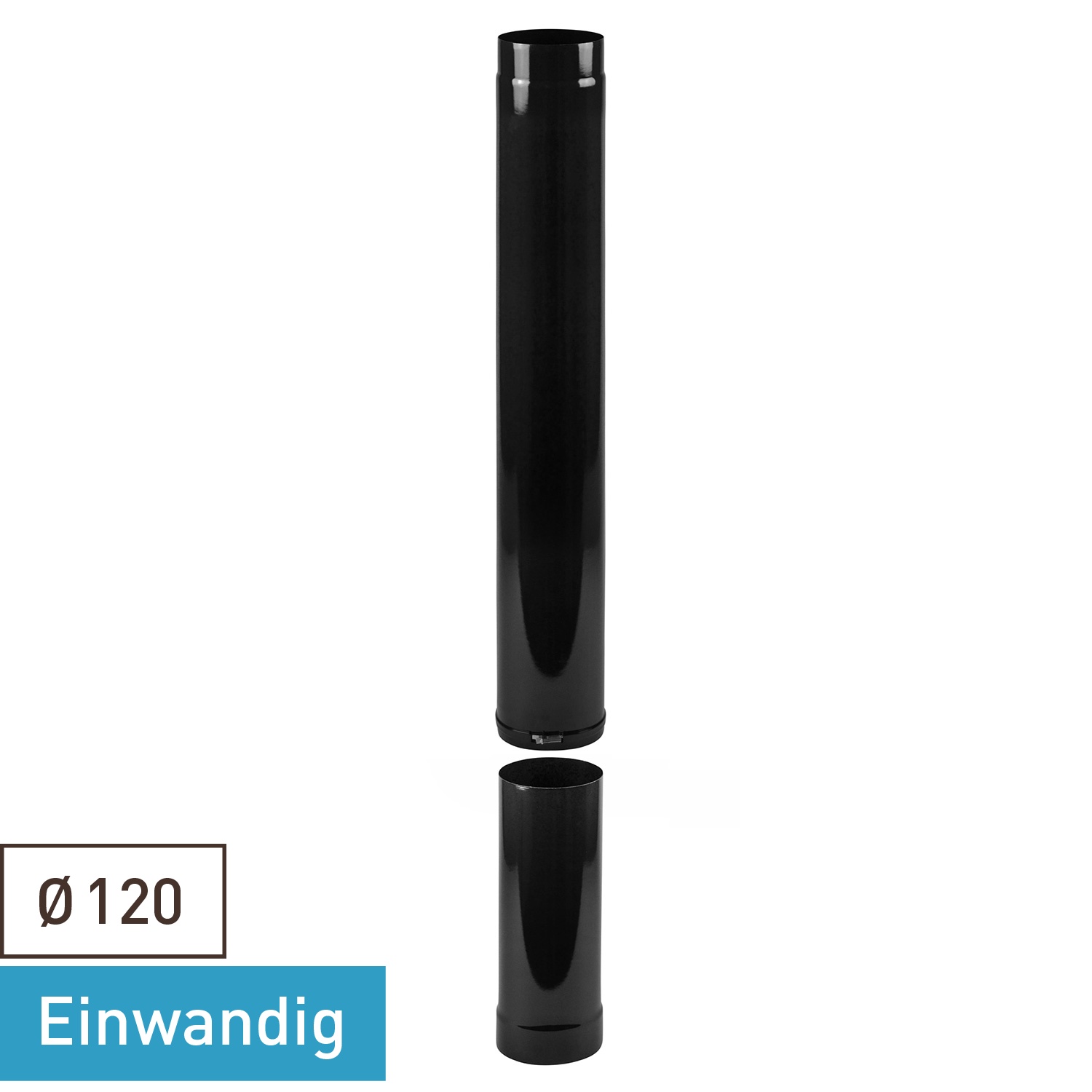 Raik Rauchrohr / Ofenrohr Emaille 120mm - Länge 1000mm Teleskoprohr Schwarz