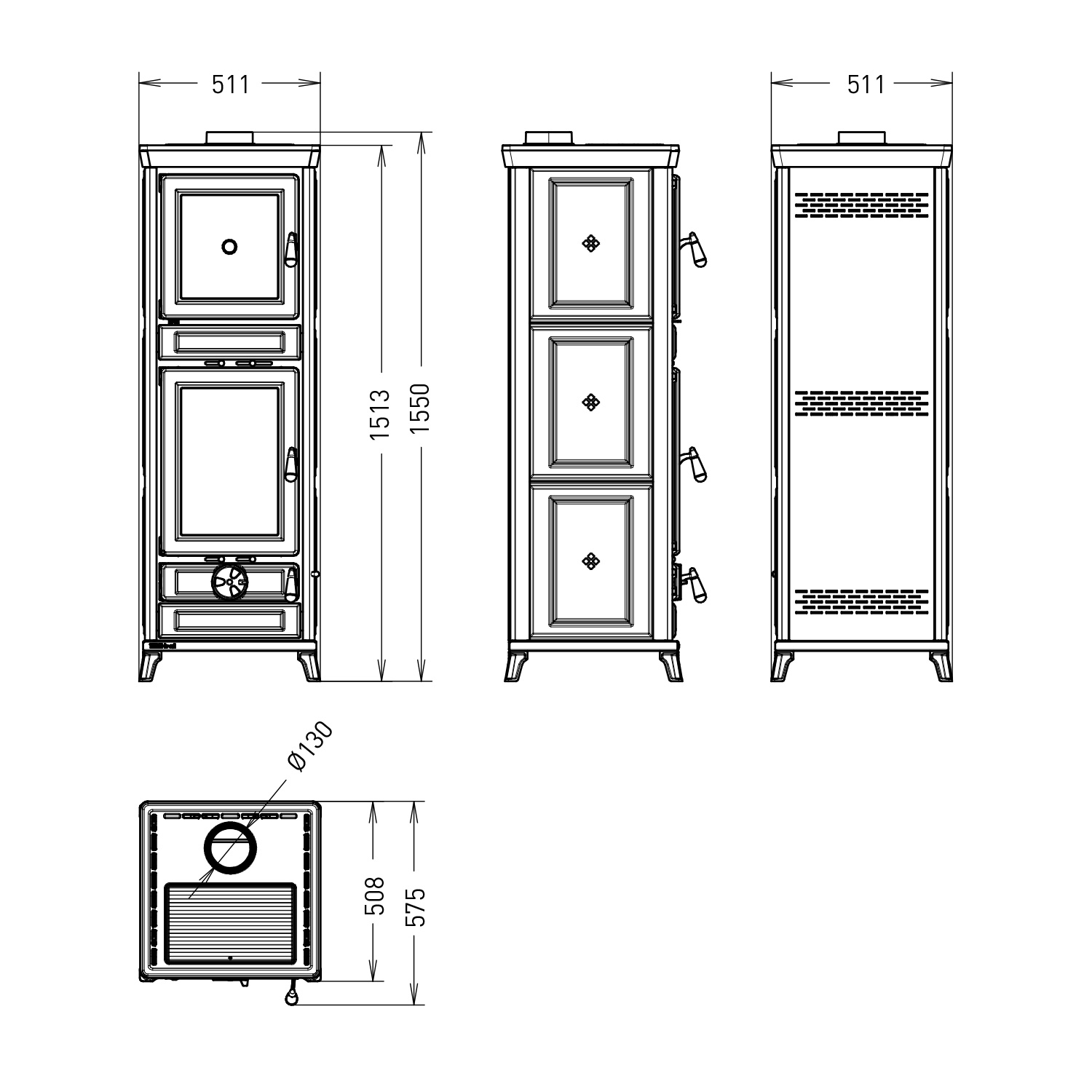 Thermorossi Anna Evo Easy Kaminofen Anthrazitgrau mit Backfach, Auslaufmodell