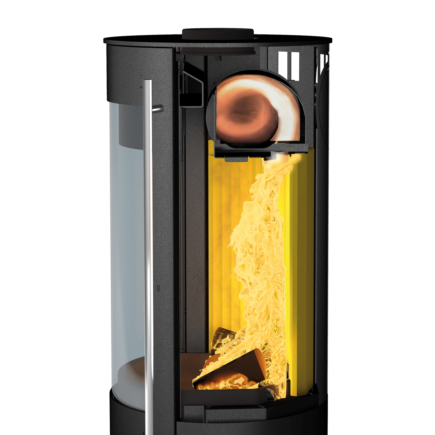 Olsberg Tipas Compact II Kaminofen Stahl Schwarz / Keramik Caffe Coretto + 1 m³ Kaminholz gratis
