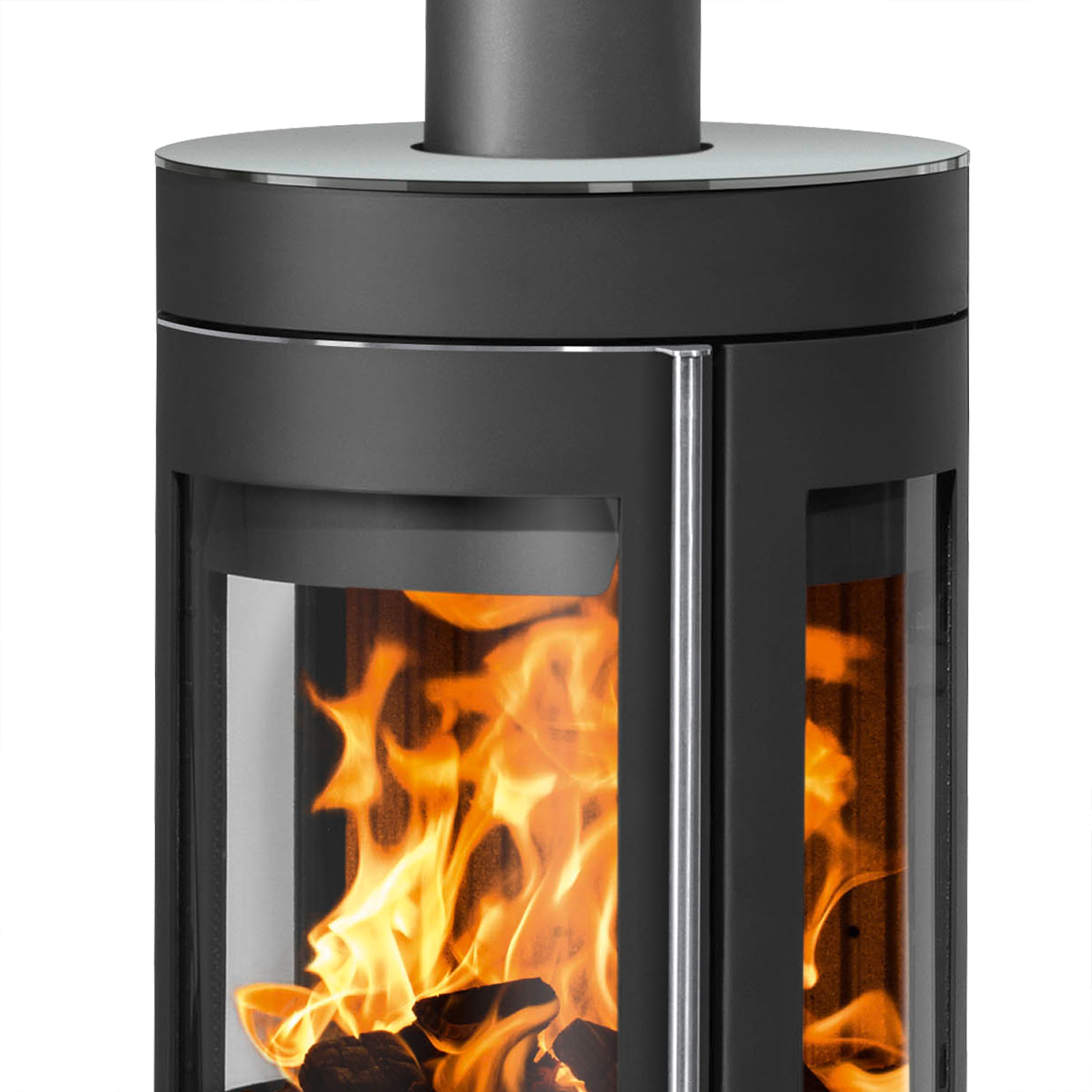 Justus Mino Trios 2.0 Kaminofen Stahl Schwarz mit Glas-Abdeckplatte