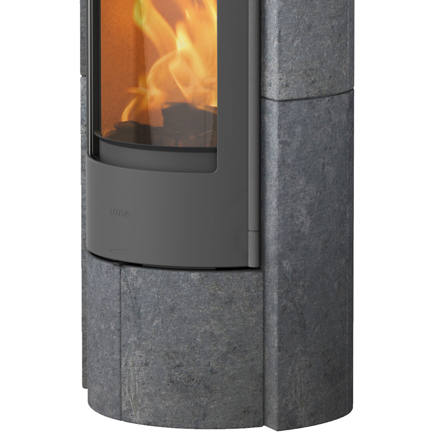 Lotus Prestige M Kaminofen Grau/ Speckstein, Rauchabgang hinten