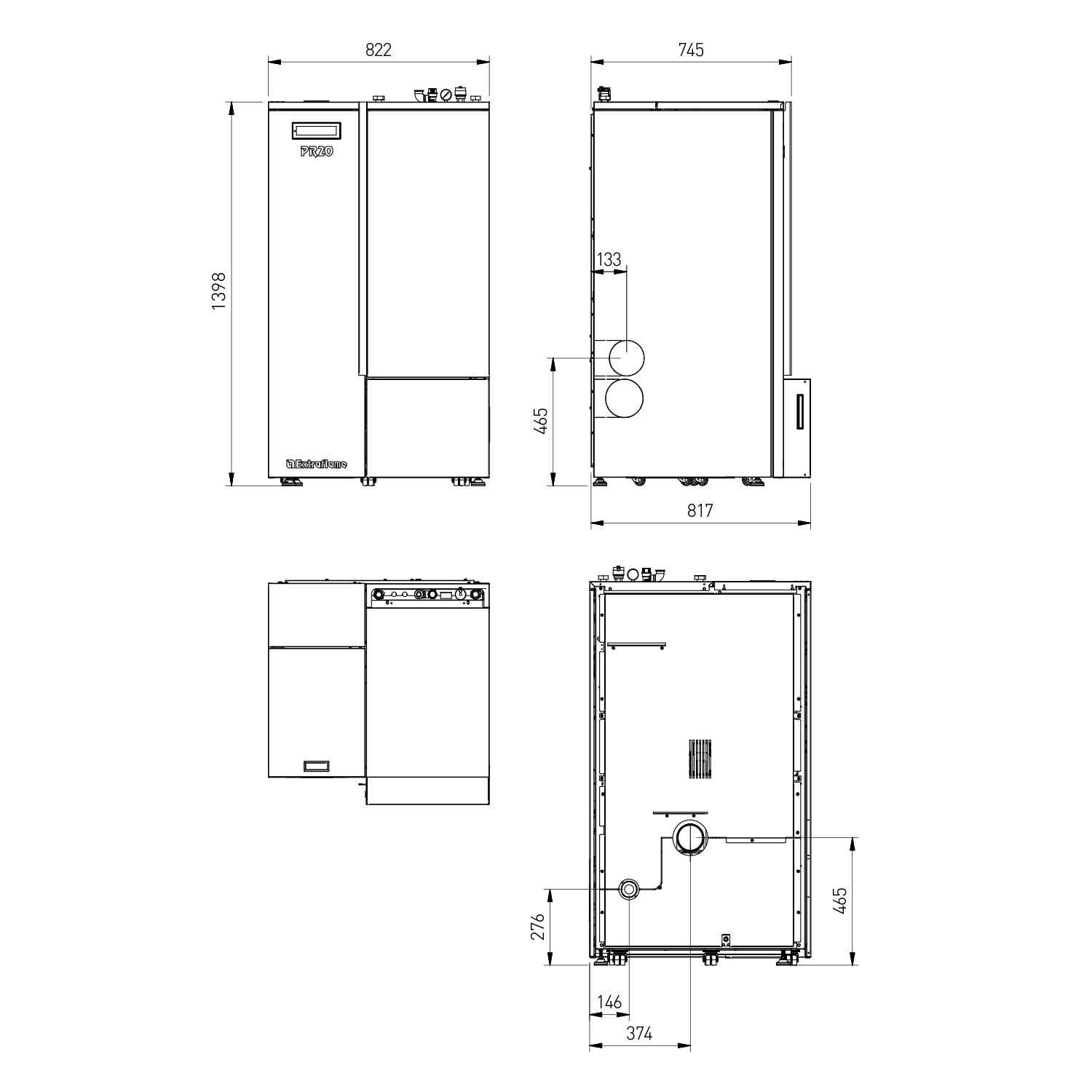 Extraflame Evolution Line PR20 Pelletkessel Stahl Weiss-Grau Extraflame Evolution Line PR20 Pelletkessel Stahl Weiss-Grau