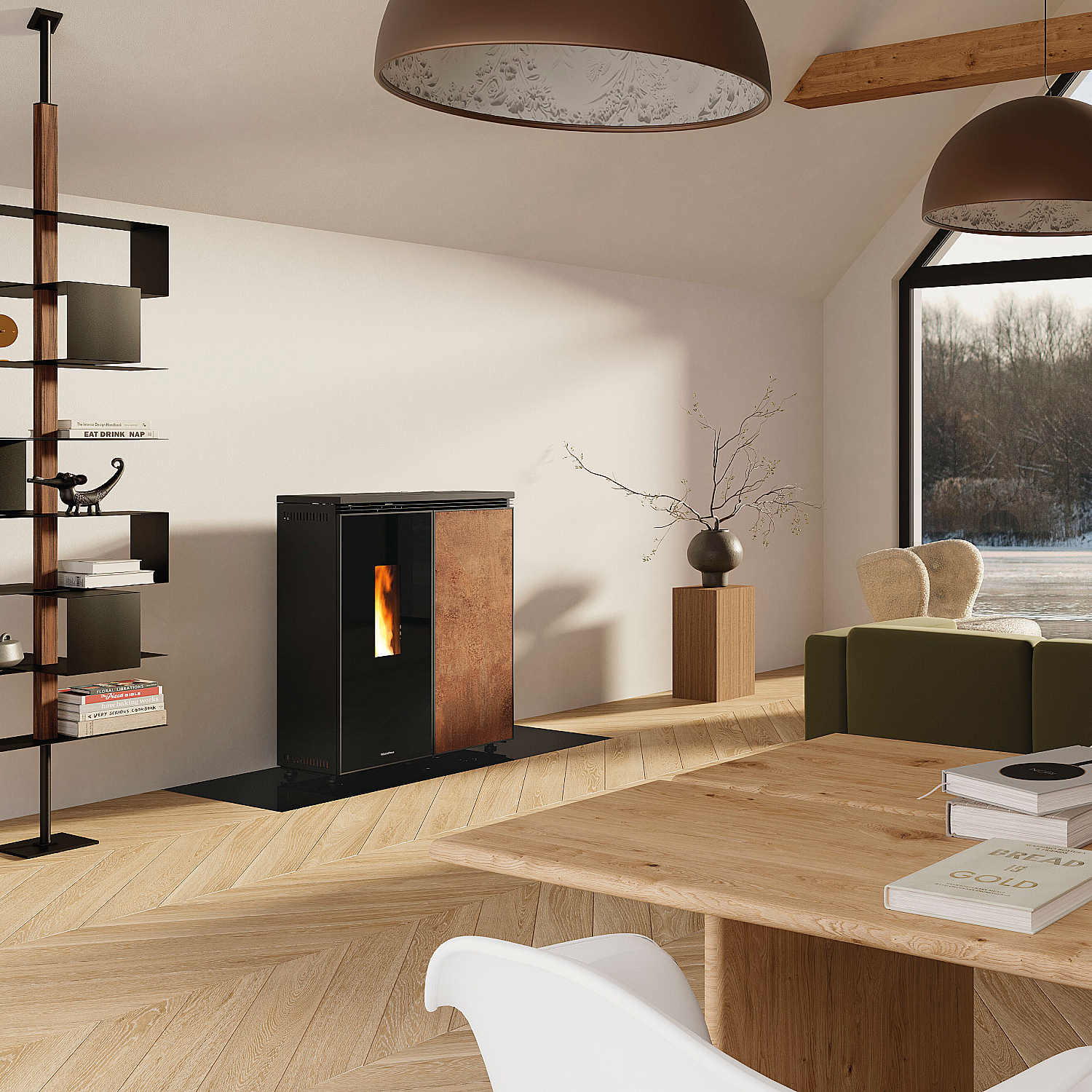 Extraflame Floriana Idro gres corten wasserführender Pelletofen Evolution Line