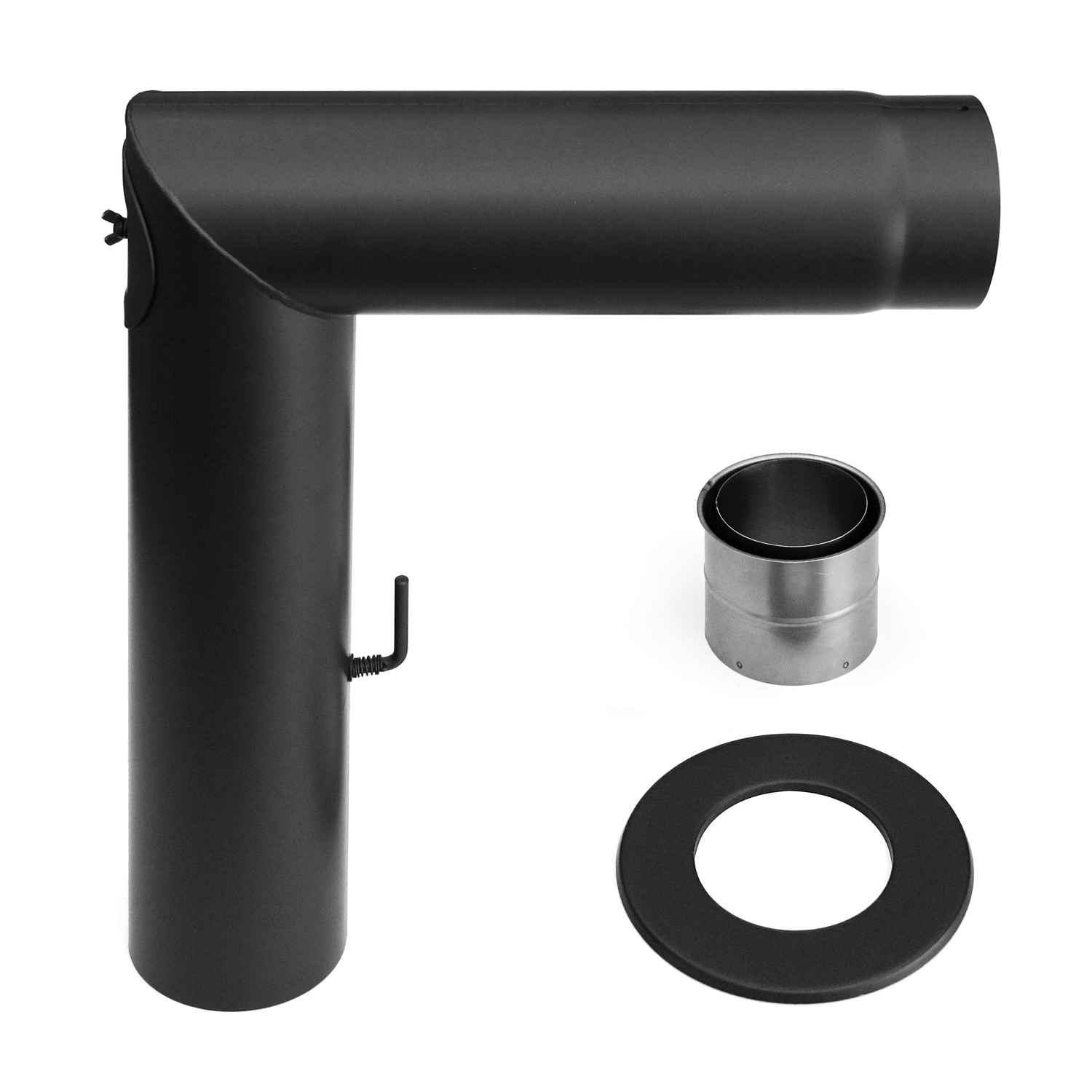 Raik Basic Rauchrohrbogen-Set 160mm schwarz 2-teilig – eckig für Rauchrohr / Ofenrohr