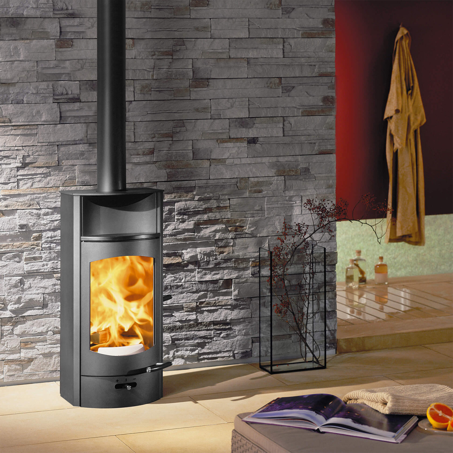 Austroflamm Flok 2.0 Kaminofen Stahl Schwarz, RR oben + 1 m³ Kaminholz gratis Austroflamm Flok 2.0 Kaminofen Stahl Schwarz, RR oben + 1 m³ Kaminholz gratis