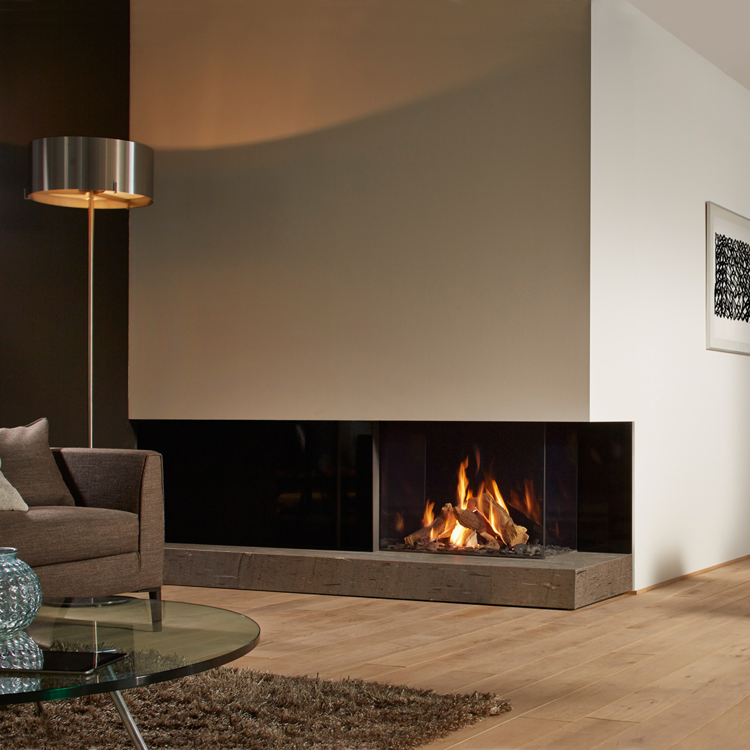 Spartherm DRU Maestro 80/2RCH Gas-Kamineinsatz rechts Ceraglas schwarz G20