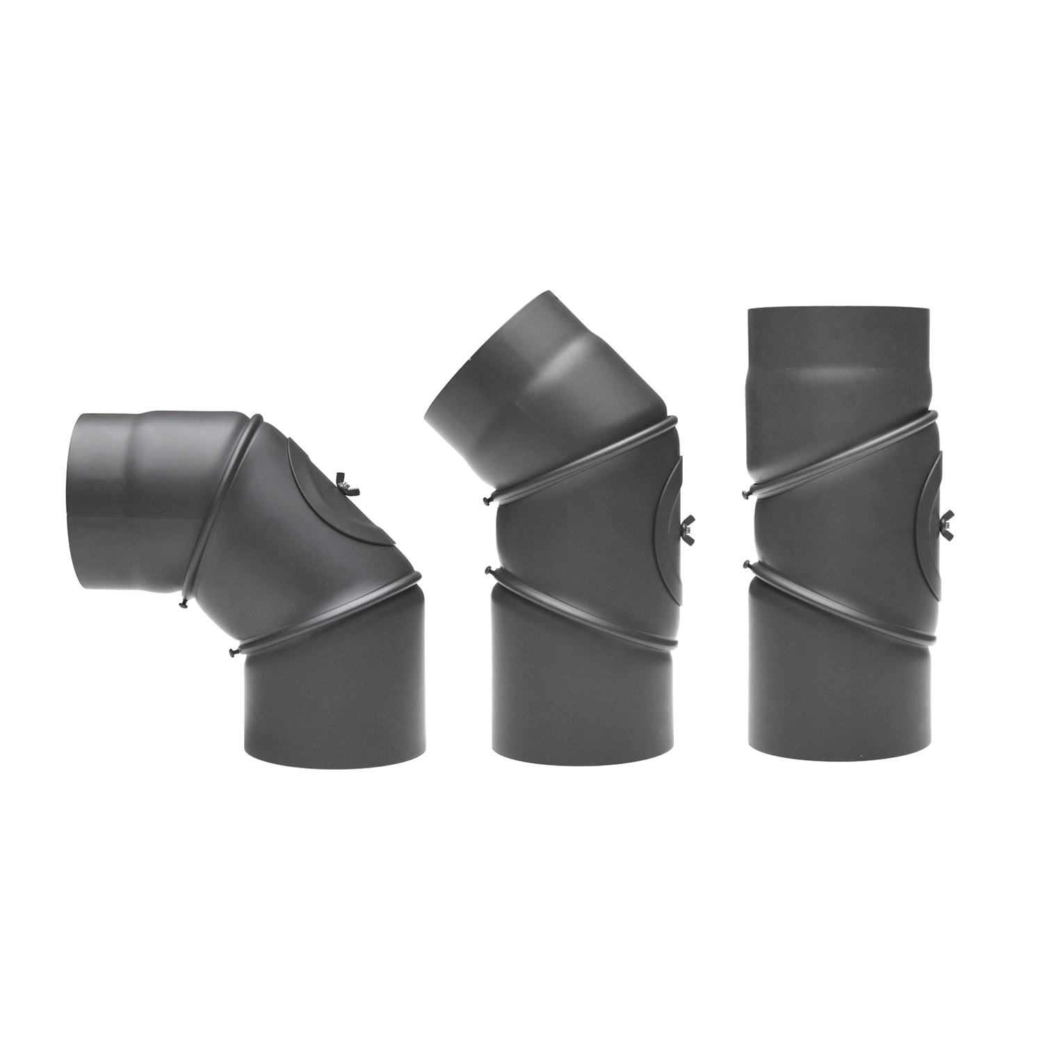 Raik Basic Rauchrohrbogen 150mm gussgrau 0-90° mit Tür für Rauchrohr / Ofenrohr