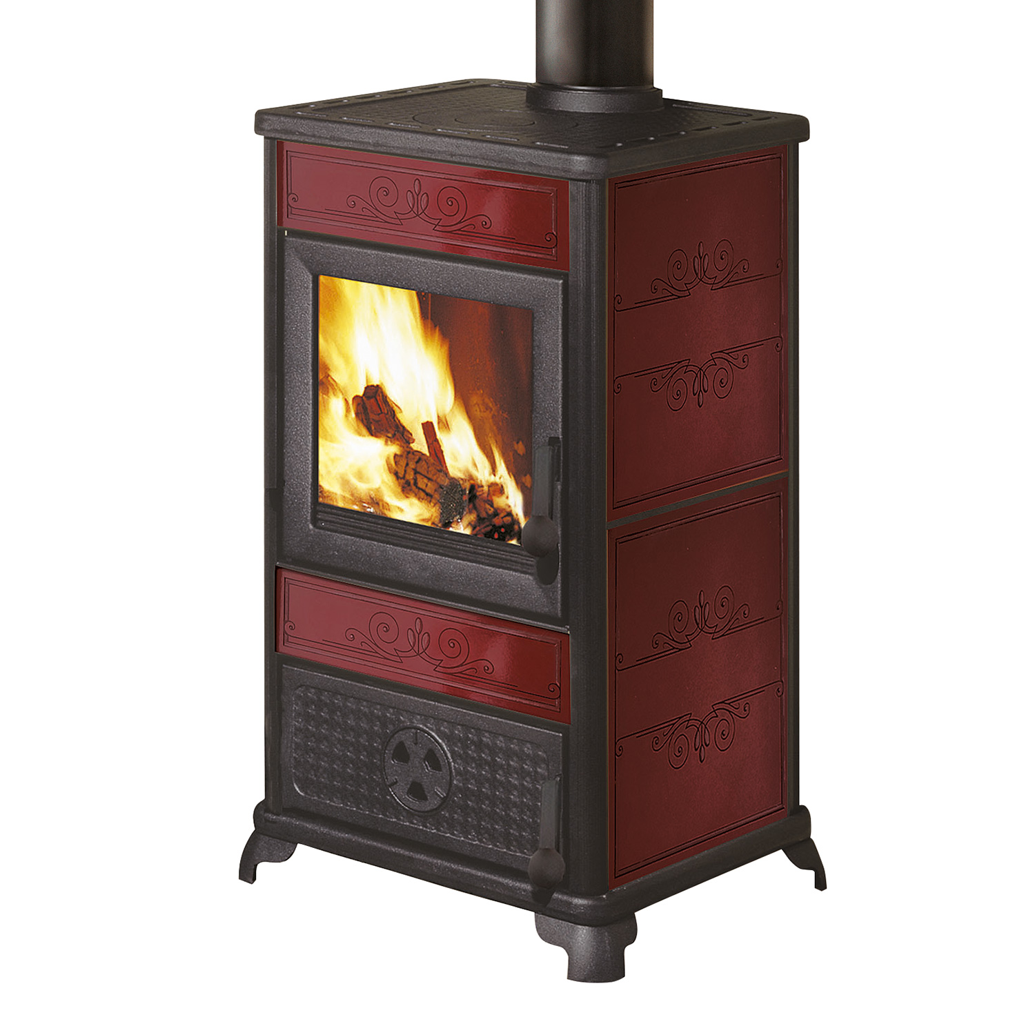 EK63 Fancy Evo Kaminofen Keramik Bordeaux