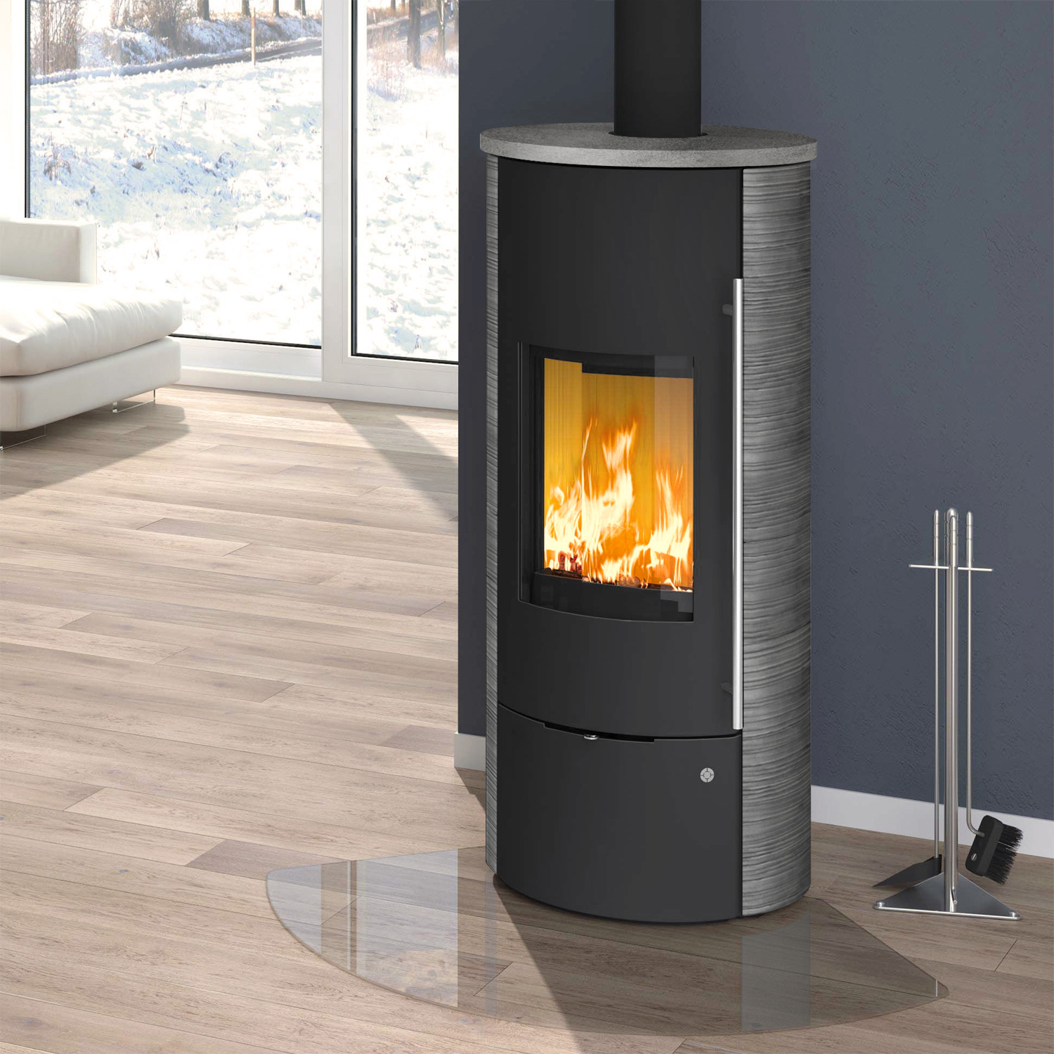 Olsberg Tolima Aqua II Compact Wasserführender Kaminofen Stahl Schwarz | Keramikverkleidung Curlo