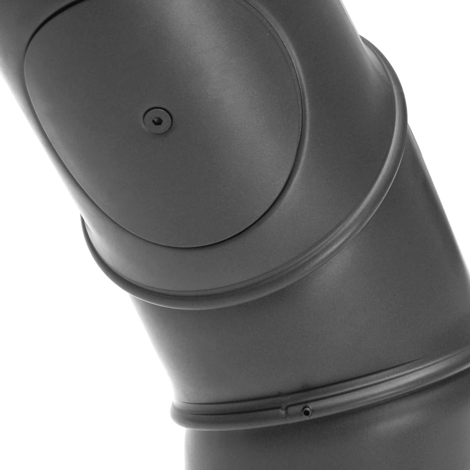 Raik Basic Rauchrohrmultibogen 150mm gussgrau mit Tür – 4teilig für Rauchrohr / Ofenrohr