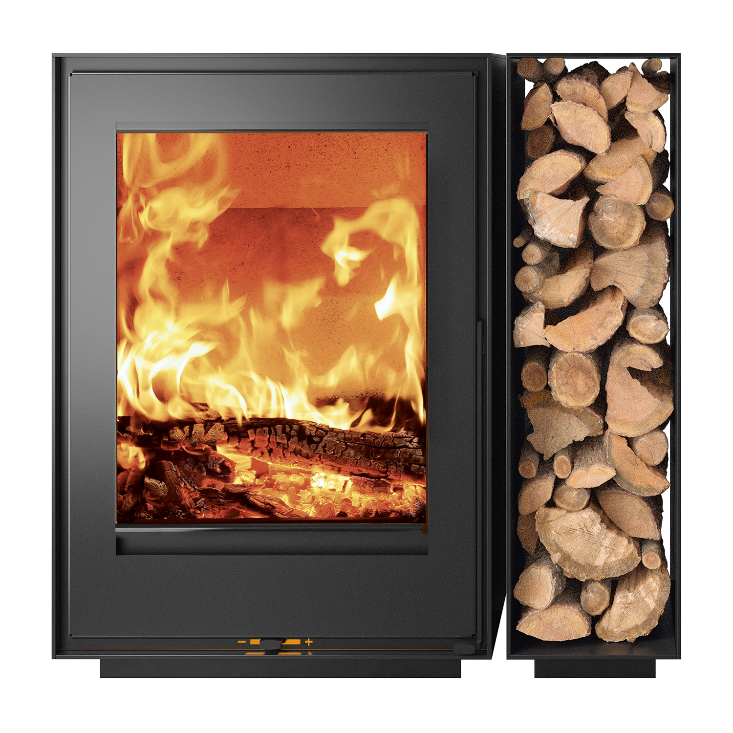 Kunst Stoves Sequoia 2.0 Kaminofen mit seitlichem Holzfach