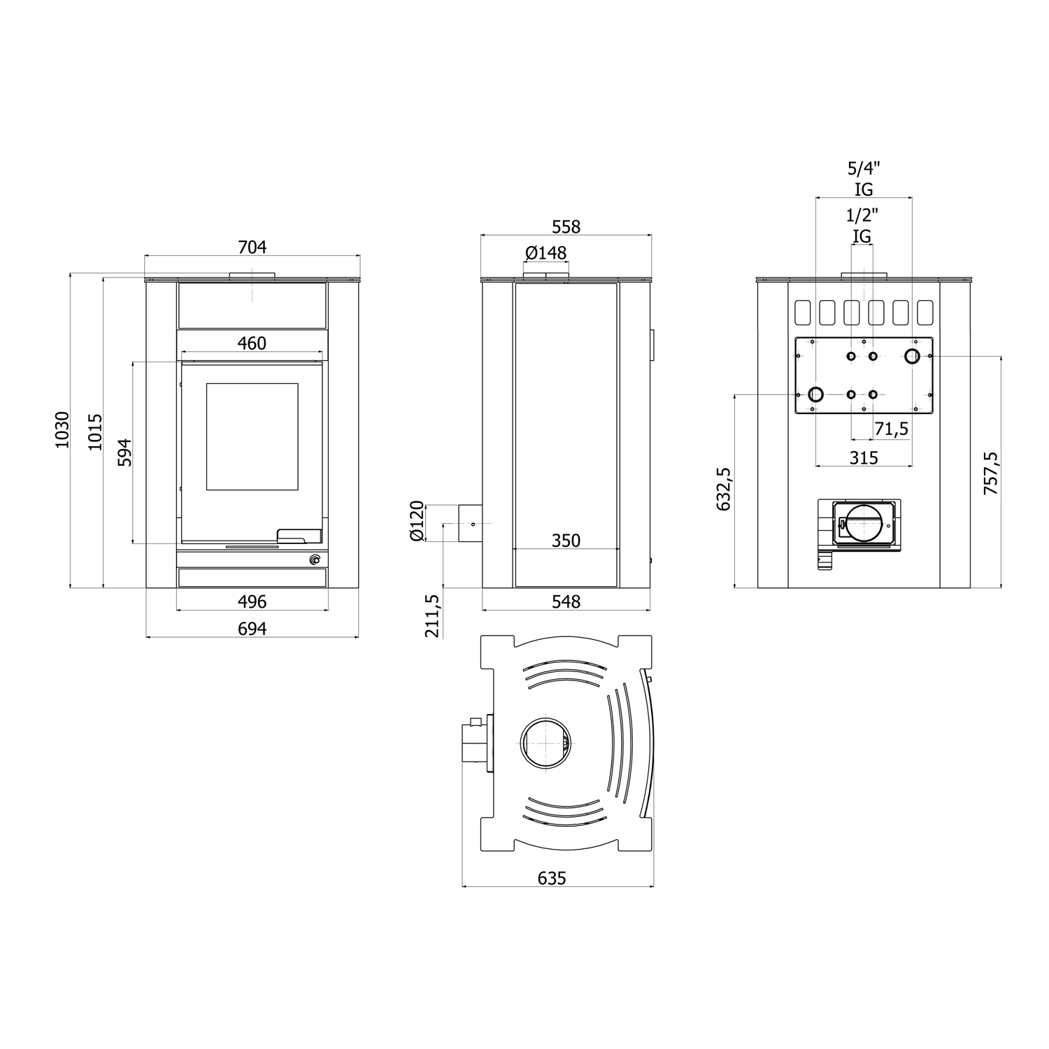 Aquaflam Vario Kalmar Basic Wasserführender Kaminofen Grey 11/7 kW Aquaflam Vario Kalmar Basic Wasserführender Kaminofen Grey 11/7 kW