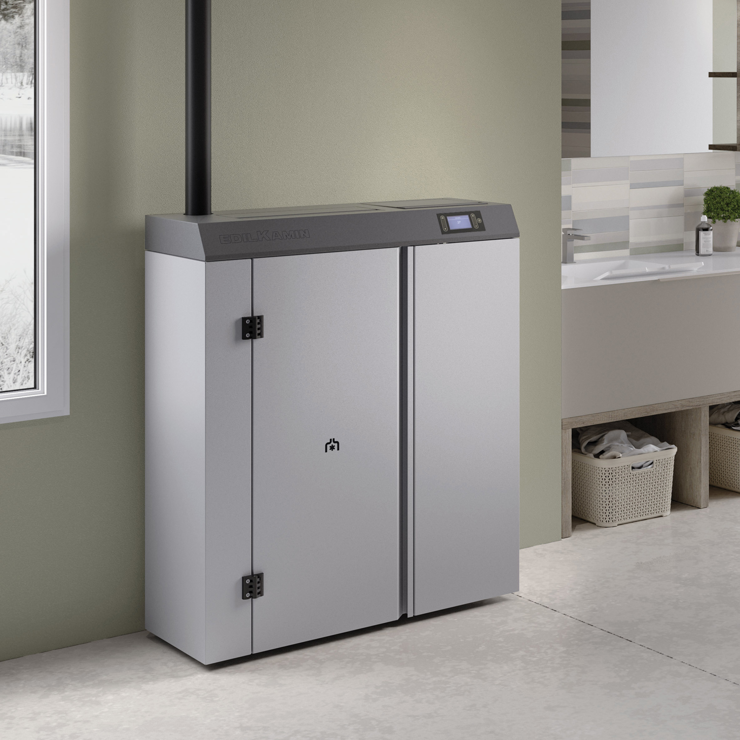 Edilkamin Gora2 Slim Up Wasserführender Pelletkessel Edilkamin Gora2 Slim Up Wasserführender Pelletkessel