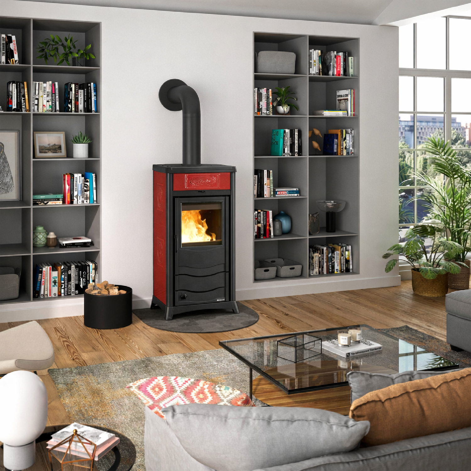 La Nordica TERMOROSSELLA PLUS DSA.16 Keramik - Bordeauxrot Kaminofen