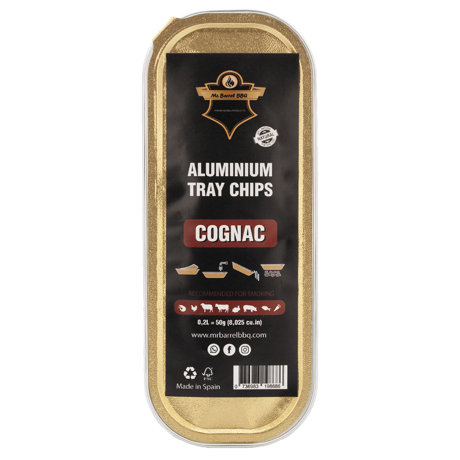 Mr. Barrel BBQ Smoking Chips S Cognac, 3 x 50 g
