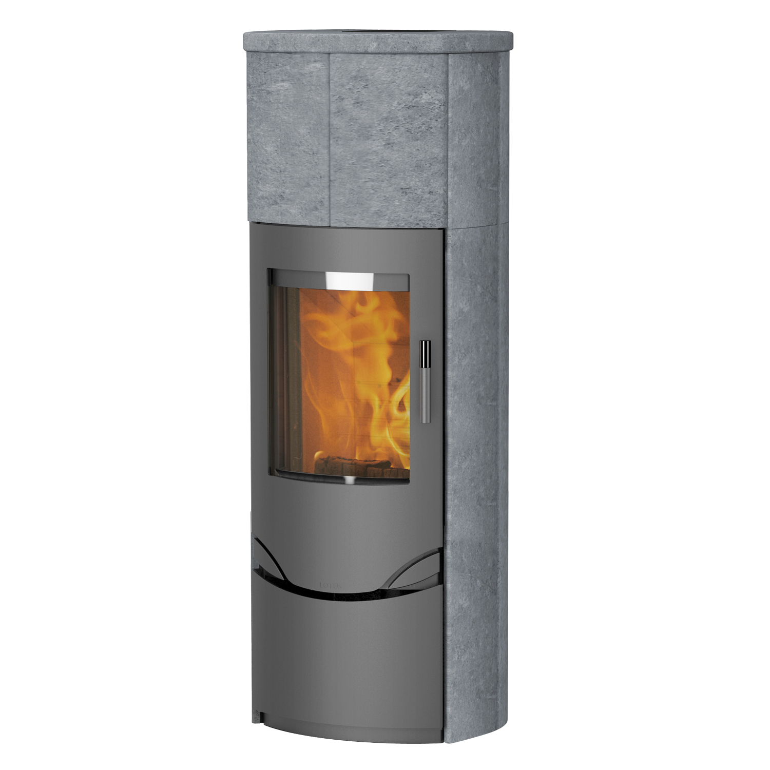 Lotus Prio M Kaminofen Grau/ Speckstein, inkl. PowerStones, RR hinten od. RR oben