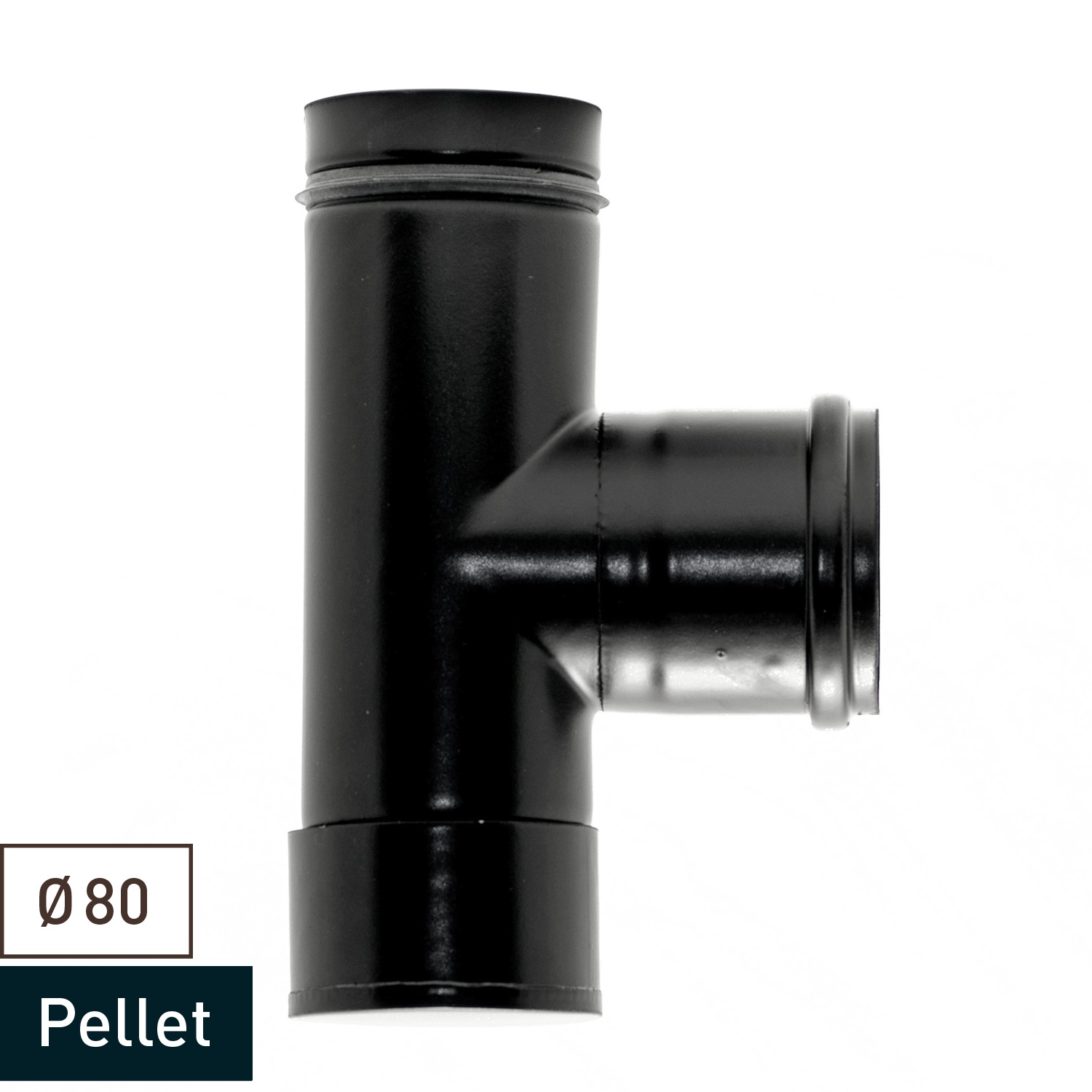 Raik Pelletrohr / Ofenrohr 80mm - Kapselknie (T-Stück) schwarz