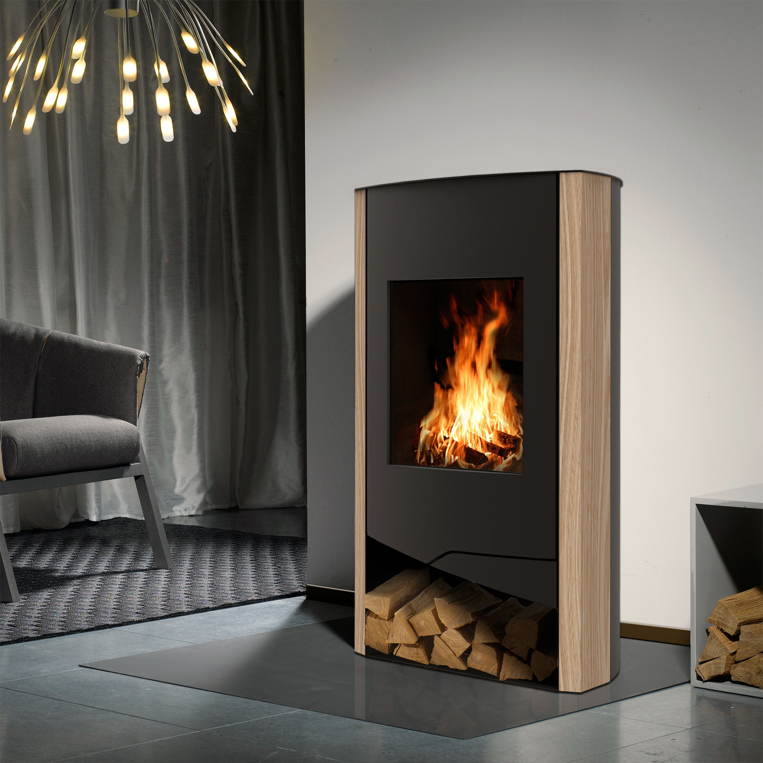 Wamsler N-Line Kaminofen Stahl Schwarz / Sandstein Rainbow Wamsler N-Line Kaminofen Stahl Schwarz / Sandstein Rainbow