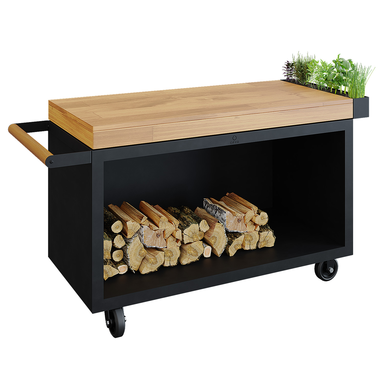 OFYR Sockel Black 135 PRO mit Arbeitsplatte Teakholz OFYR Sockel Black 135 PRO mit Arbeitsplatte Teakholz