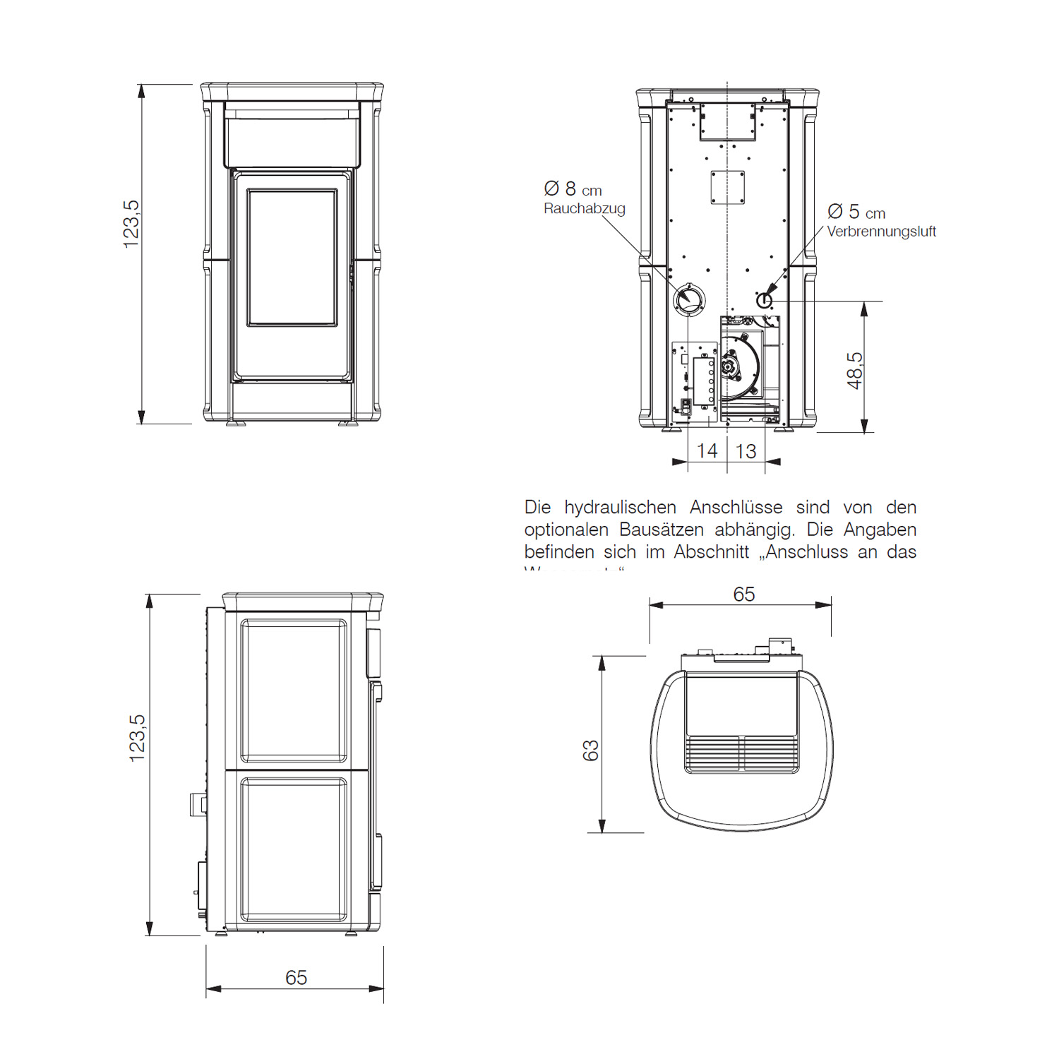 Edilkamin Kira2 H 22 Up wasserführender Pelletofen Keramik Bordeaux inkl. Kit R-FX
