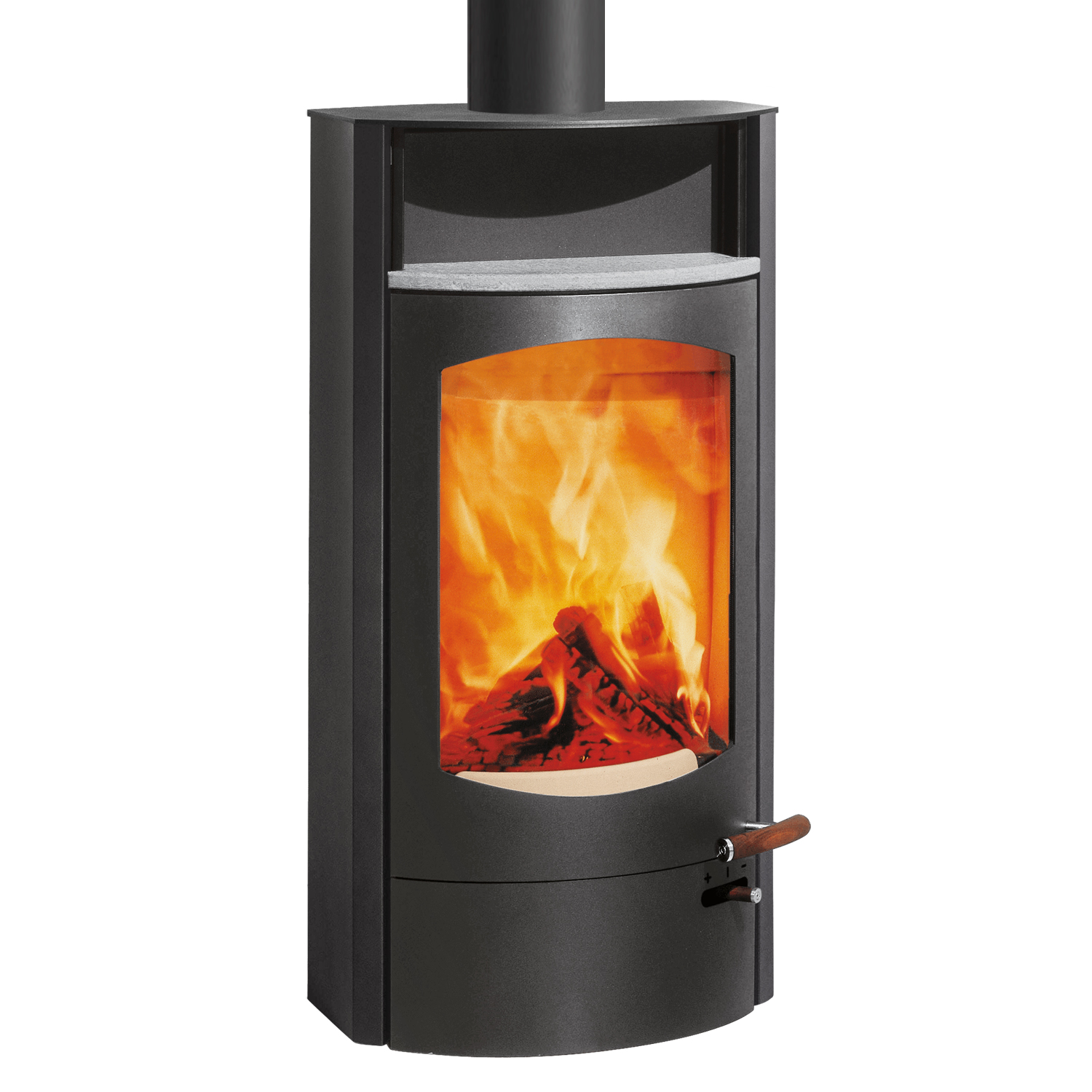 Austroflamm Koko 2.0 Kaminofen Stahl Gussgrau, Warmhaltefach Speckstein, Guss-Topplatte, RRA oben