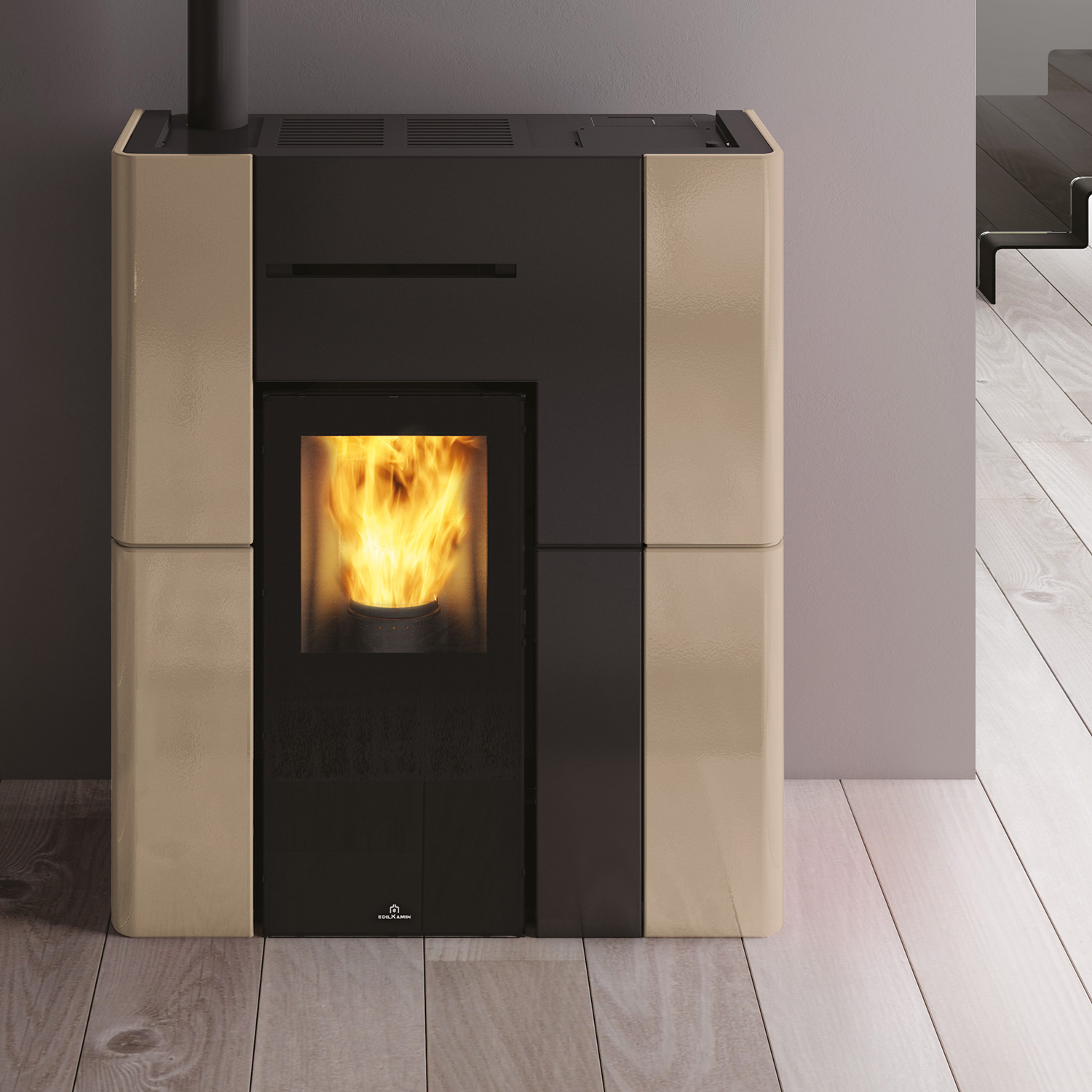 Edilkamin Blade H 15 Evo wasserführender Pelletofen Keramik Beige