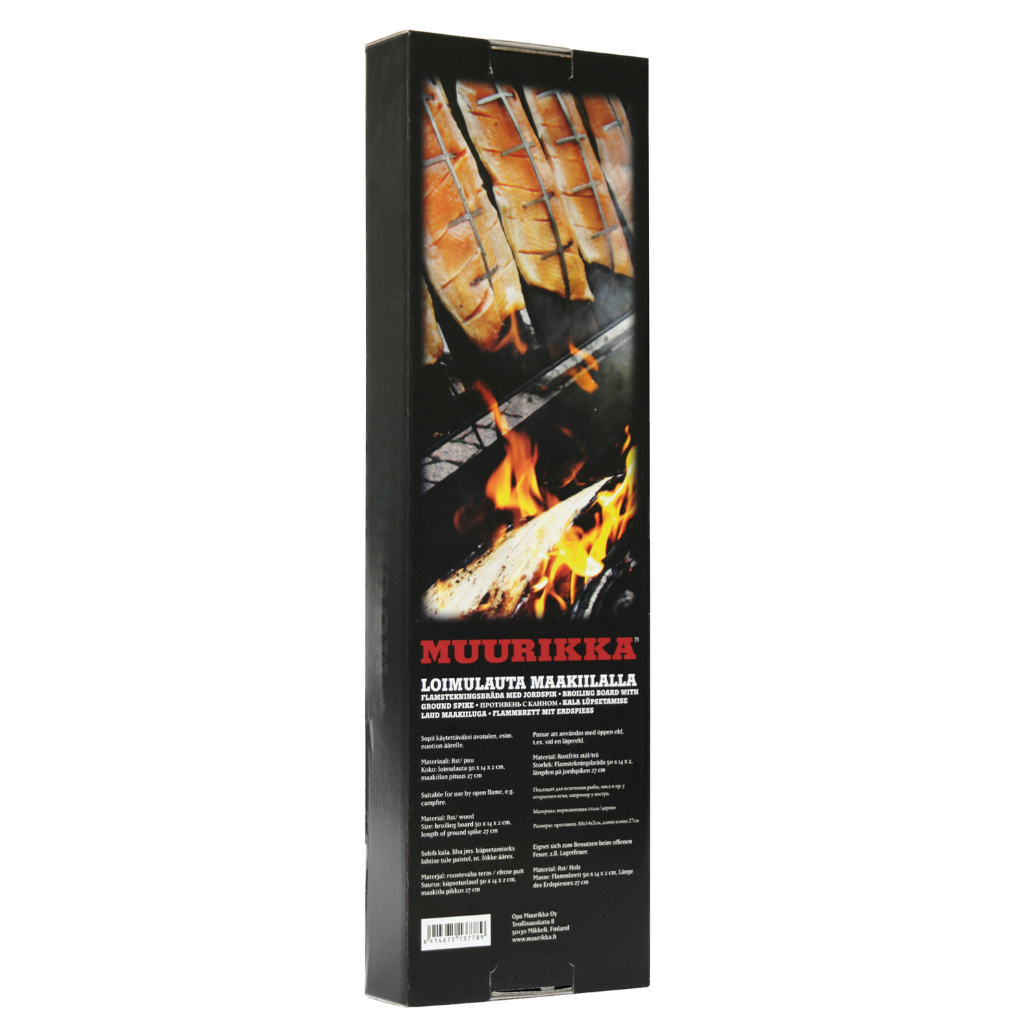 Muurikka Flammlachsbrett mit Halterung, Rahmen und Erdspieß Muurikka Flammlachsbrett mit Halterung, Rahmen und Erdspieß