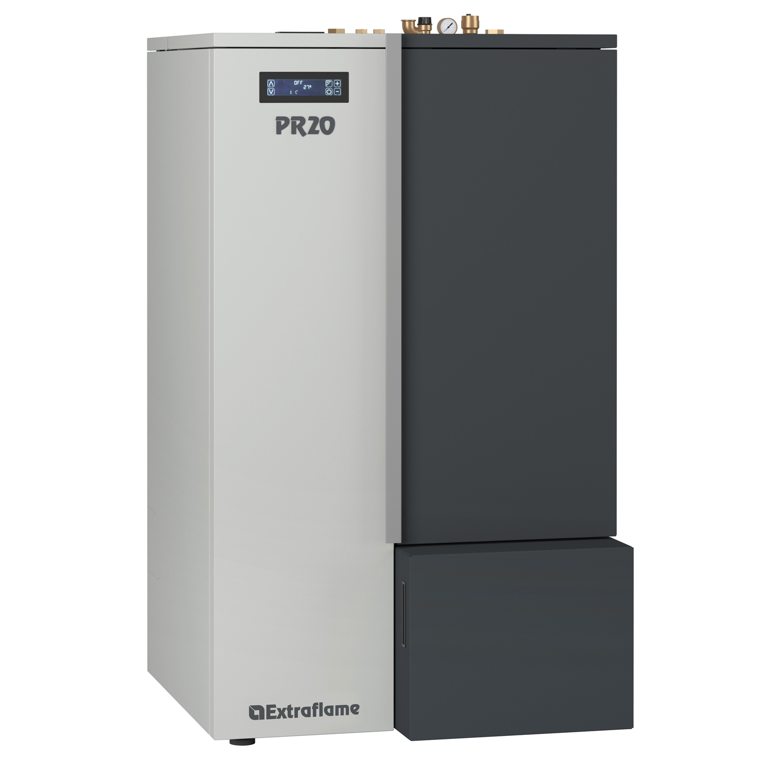 Extraflame Evolution Line PR20 Pelletkessel Stahl Weiss-Grau Extraflame Evolution Line PR20 Pelletkessel Stahl Weiss-Grau