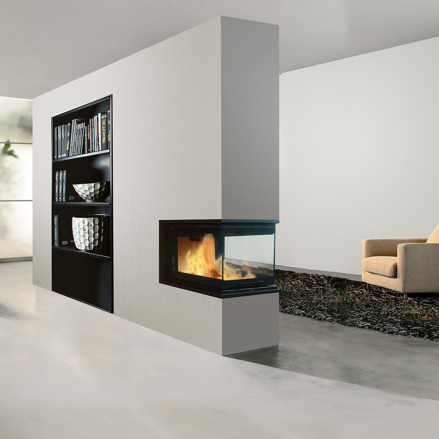 Edilkamin Windo3 50 Kamineinsatz mit weißem Brennraum