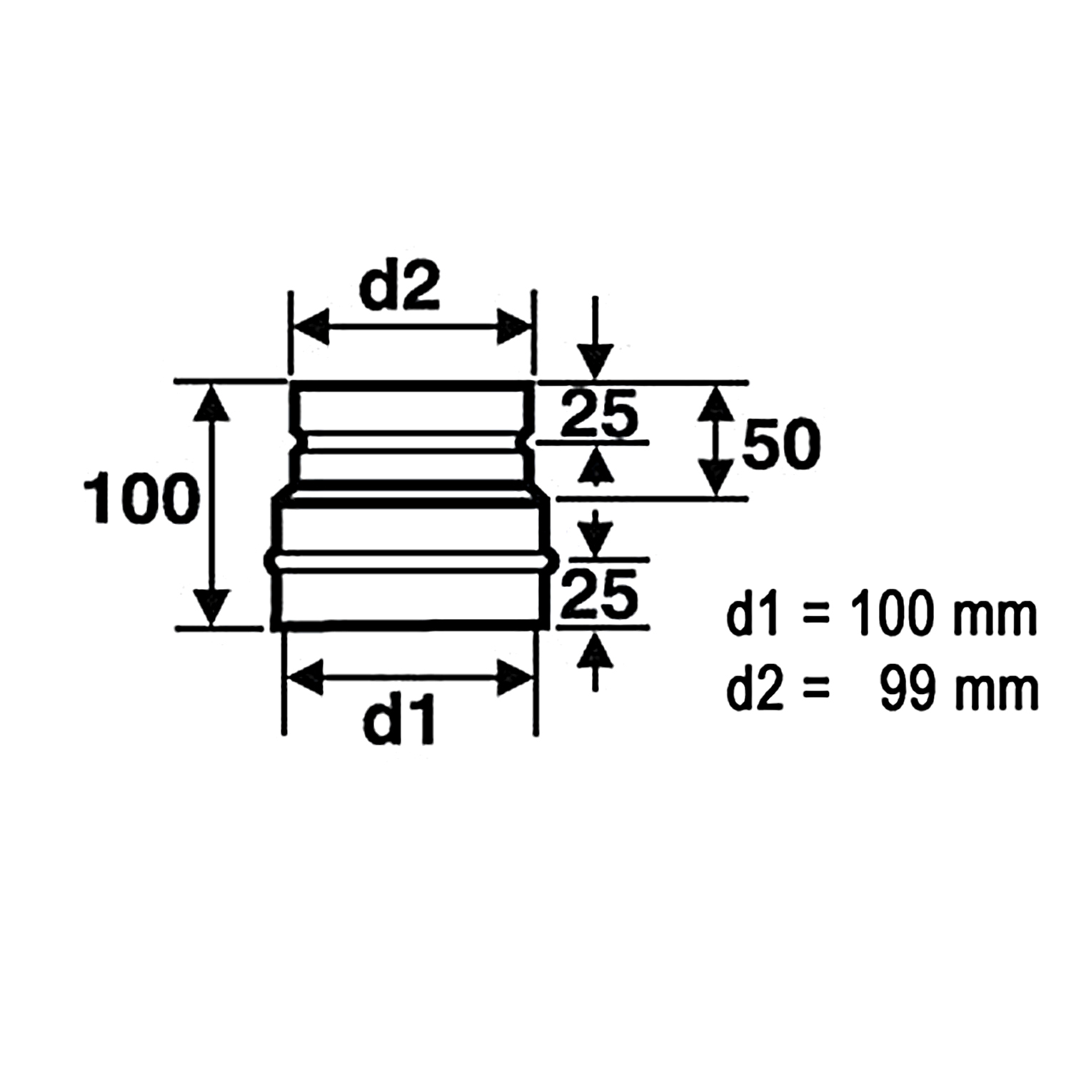 Raik Pelletrohr / Ofenrohr 100mm - Ofenanschlussstück schwarz