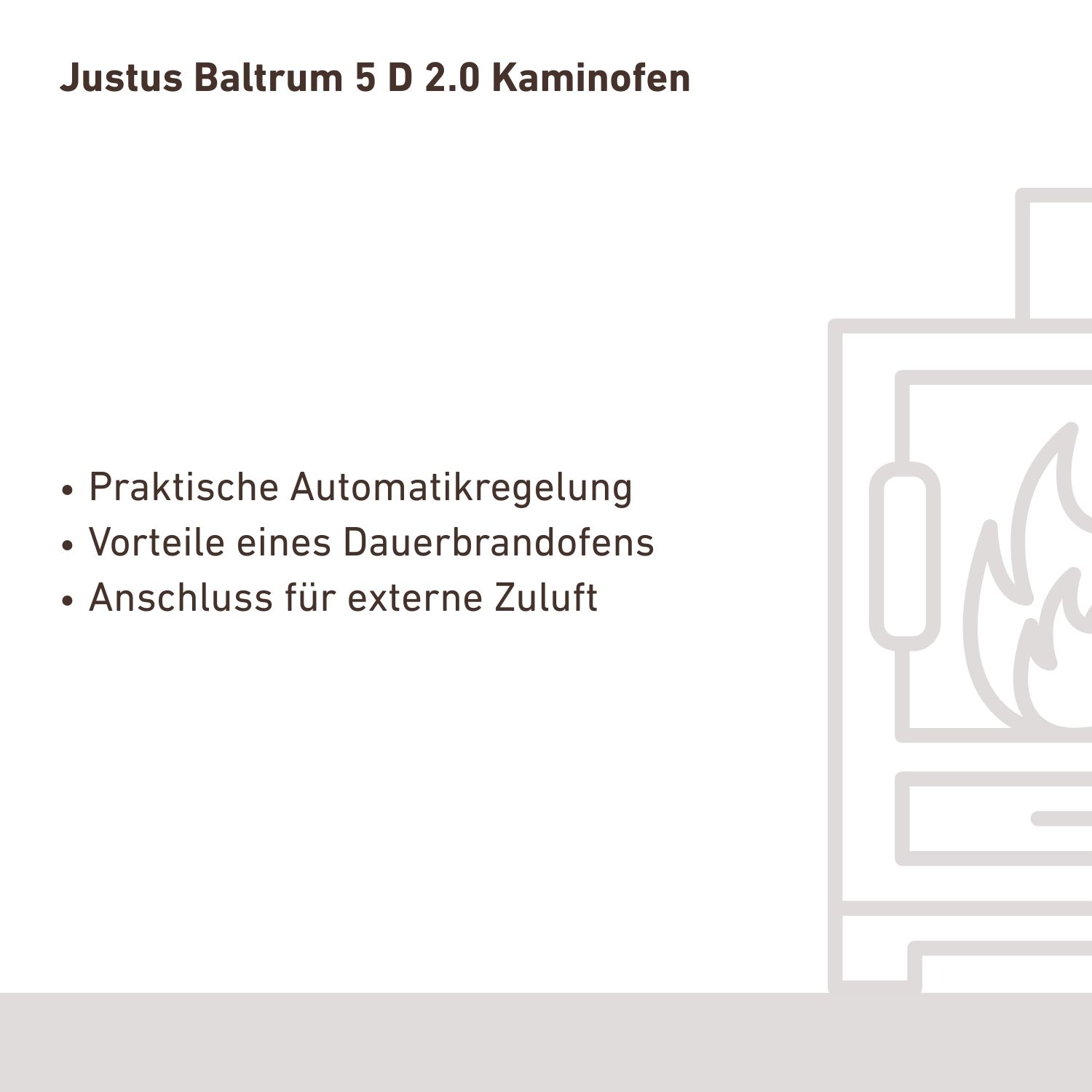 Justus Baltrum 5 D 2.0 Kaminofen Stahl Schwarz / Sandstein