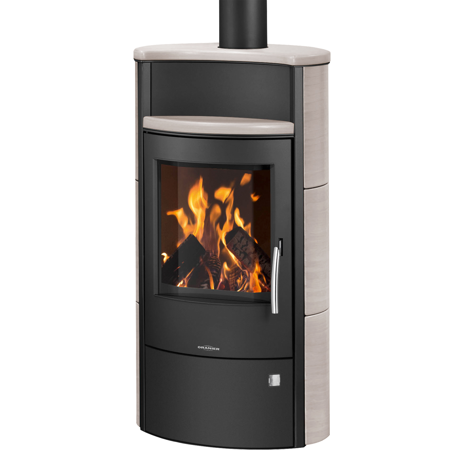 Oranier Pori 7 Kaminofen Stahl Schwarz / Kachel Freddo