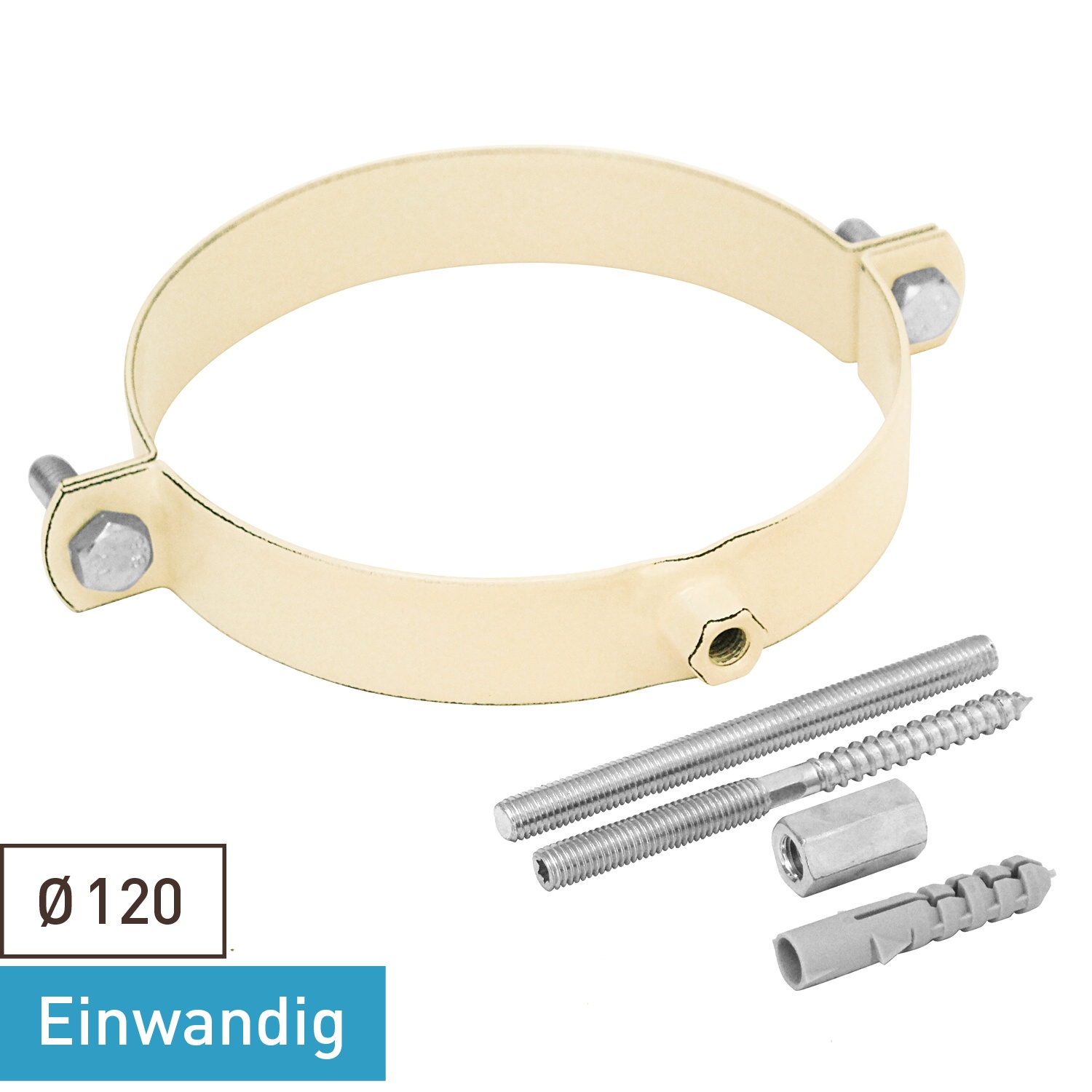 Raik Rauchrohr / Ofenrohr Emaille 120mm - Rohrschelle Elfenbein