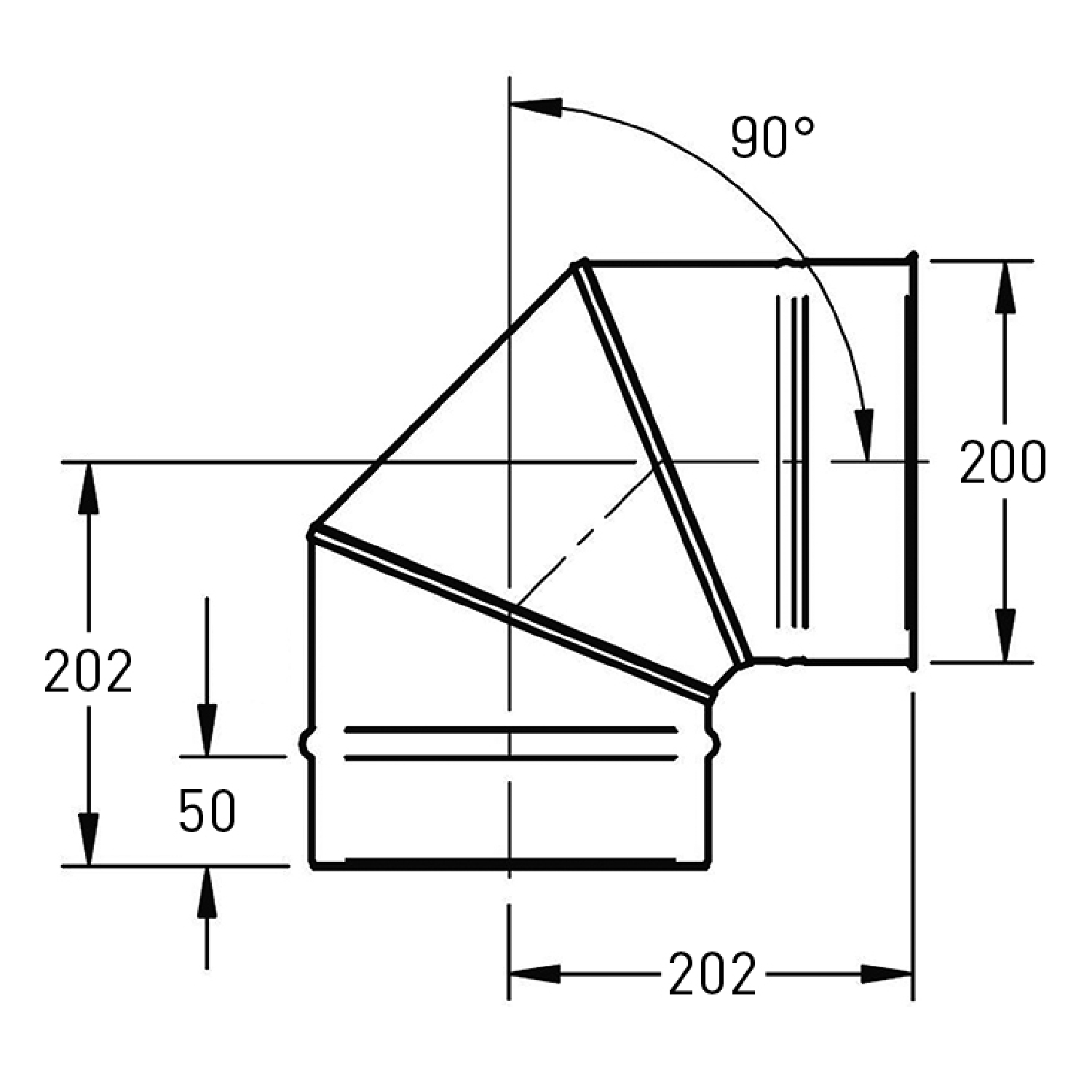 LEWO Schornstein einwandig 200 mm Bogen 90°