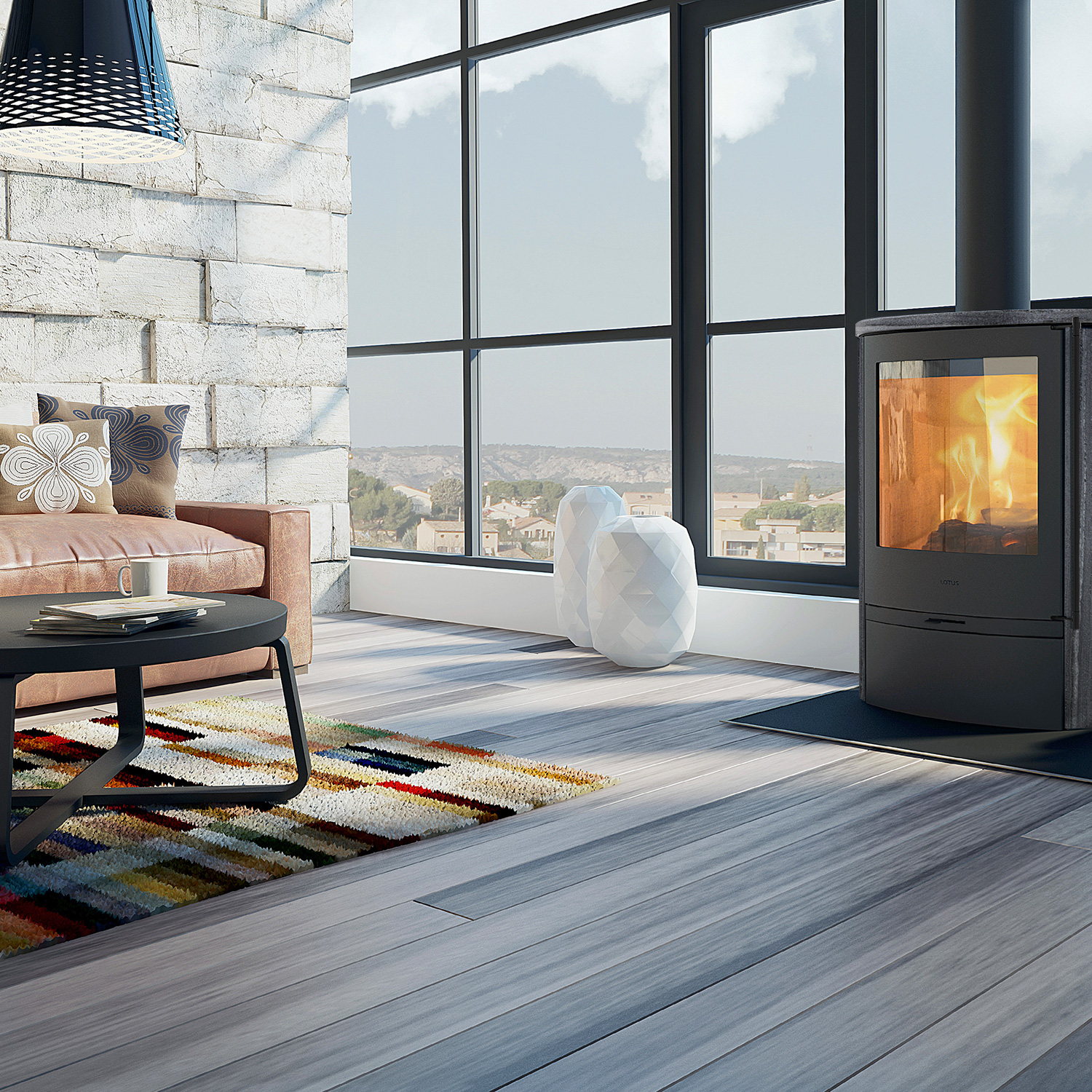 Lotus Jubilee 35 Kaminofen Schwarz / Indian Night, RR hinten od. RR oben