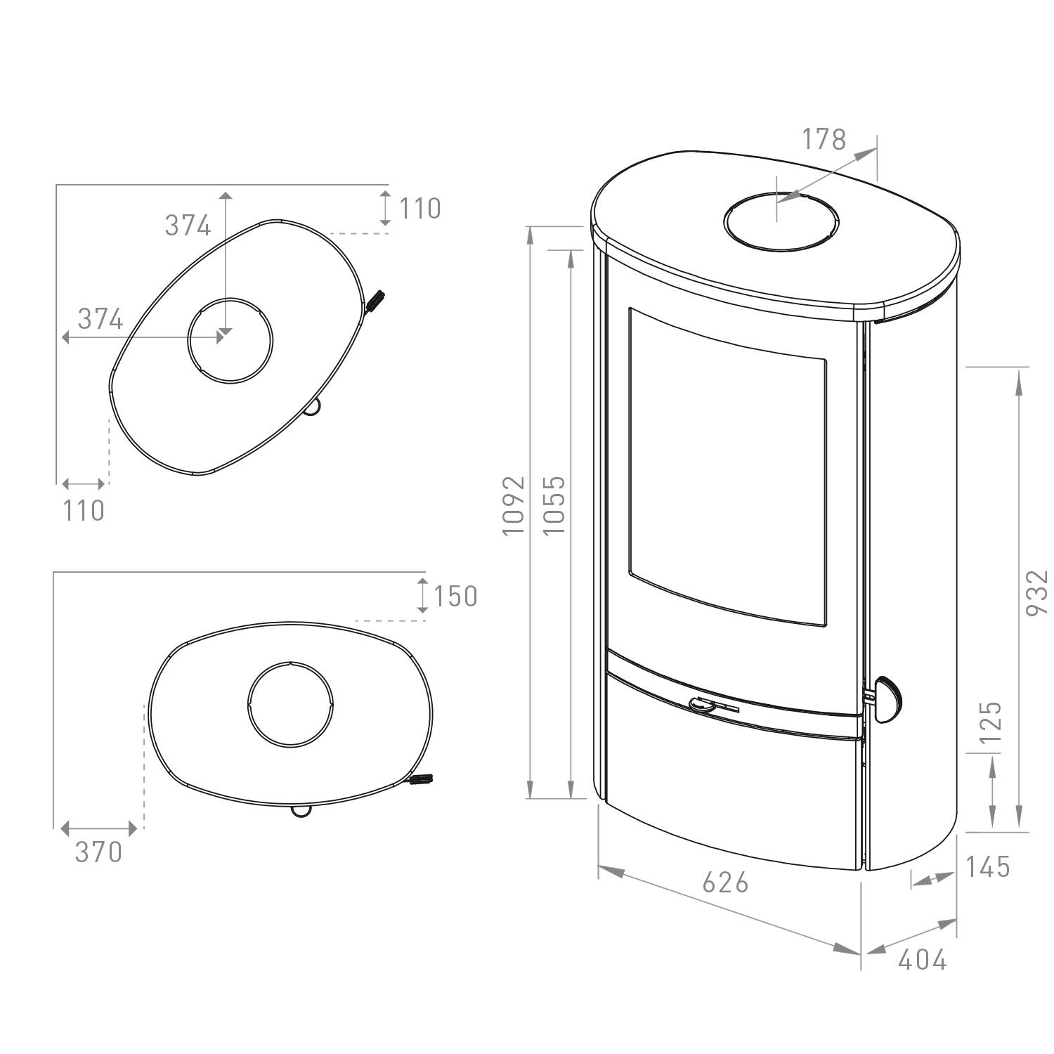 Lotus Jubilee 25 Kaminofen Stahl Schwarz / Speckstein, DIBt