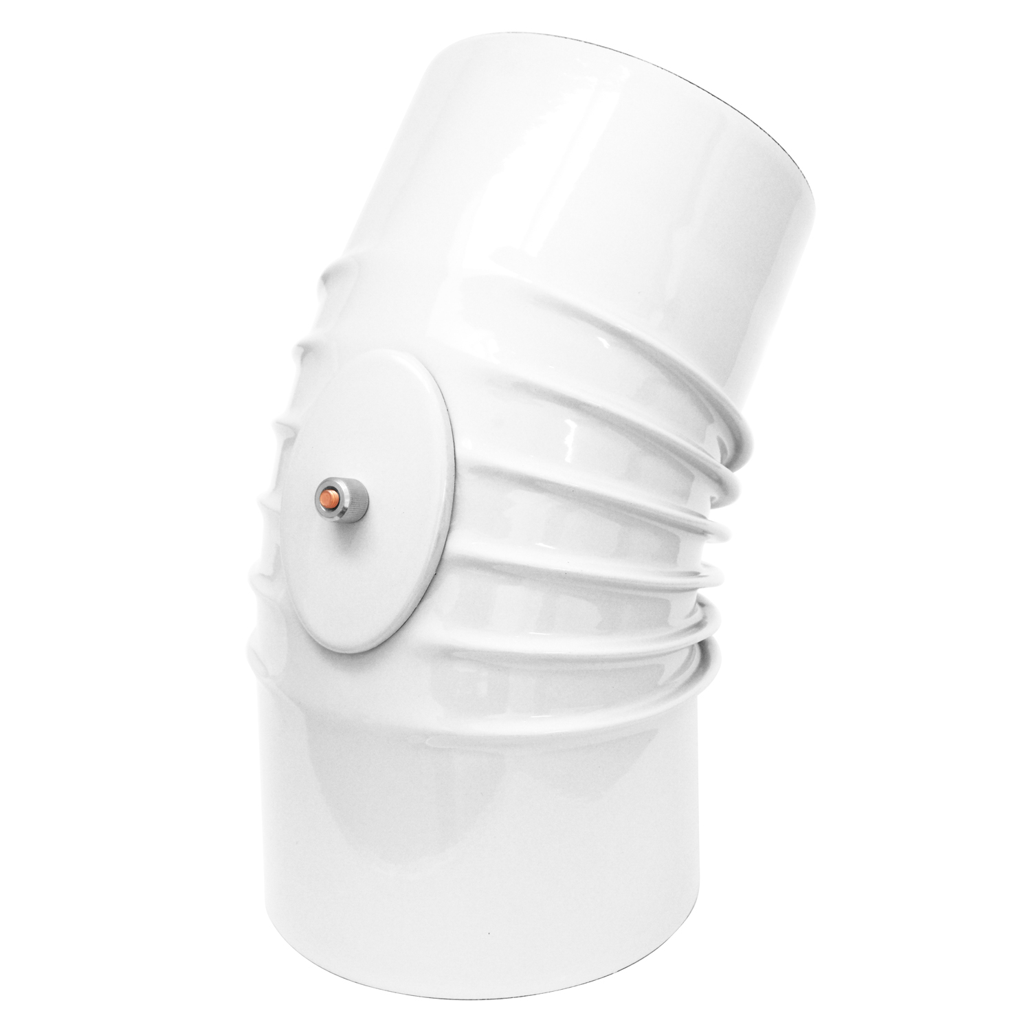 Raik Rauchrohrbogen / Ofenrohrbogen Emaille 130mm - 45° Bogen gerippt Weiß mit Reinigungsöffnung