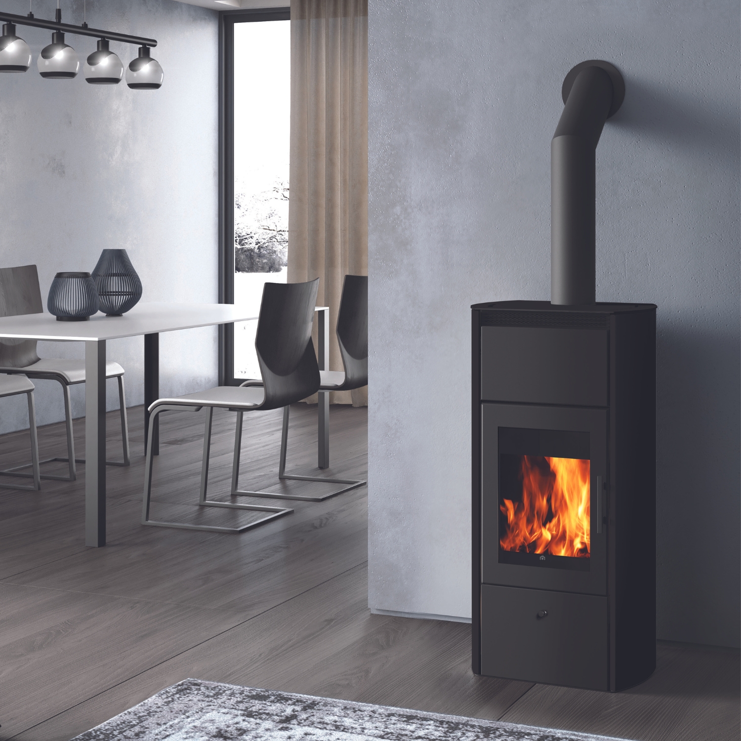 Edilkamin Flamma 14 CS Wasserführender Kaminofen Stahl Schwarz Edilkamin Flamma 14 CS Wasserführender Kaminofen Stahl Schwarz