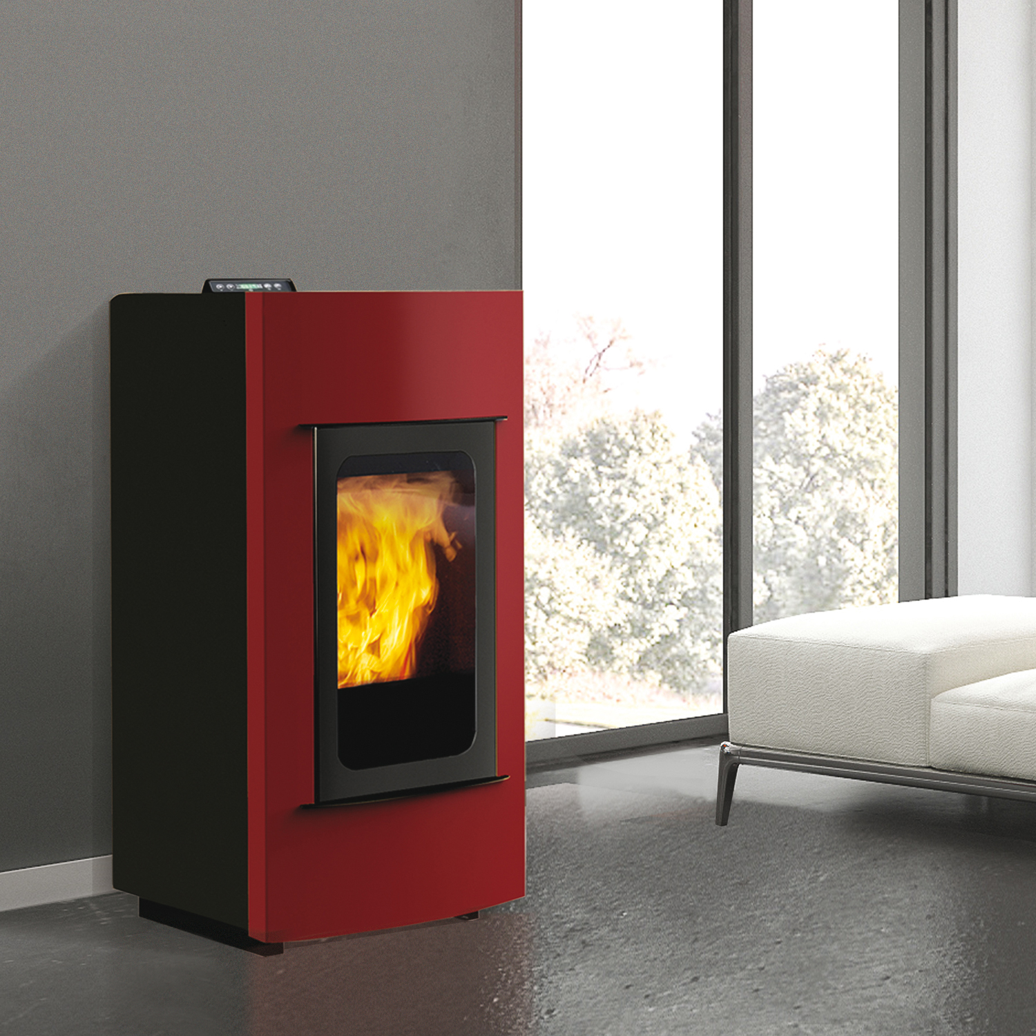 ITC Nelly Più Wasserführender Pelletofen Stahl Bordeaux ITC Nelly Più Wasserführender Pelletofen Stahl Bordeaux