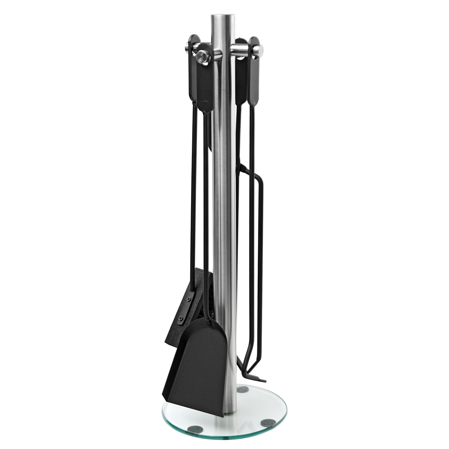 Kaminbesteck Cajus, 4-teilig, Edelstahl mit Glassockel, 66 cm Kaminbesteck Cajus, 4-teilig, Edelstahl mit Glassockel, 66 cm