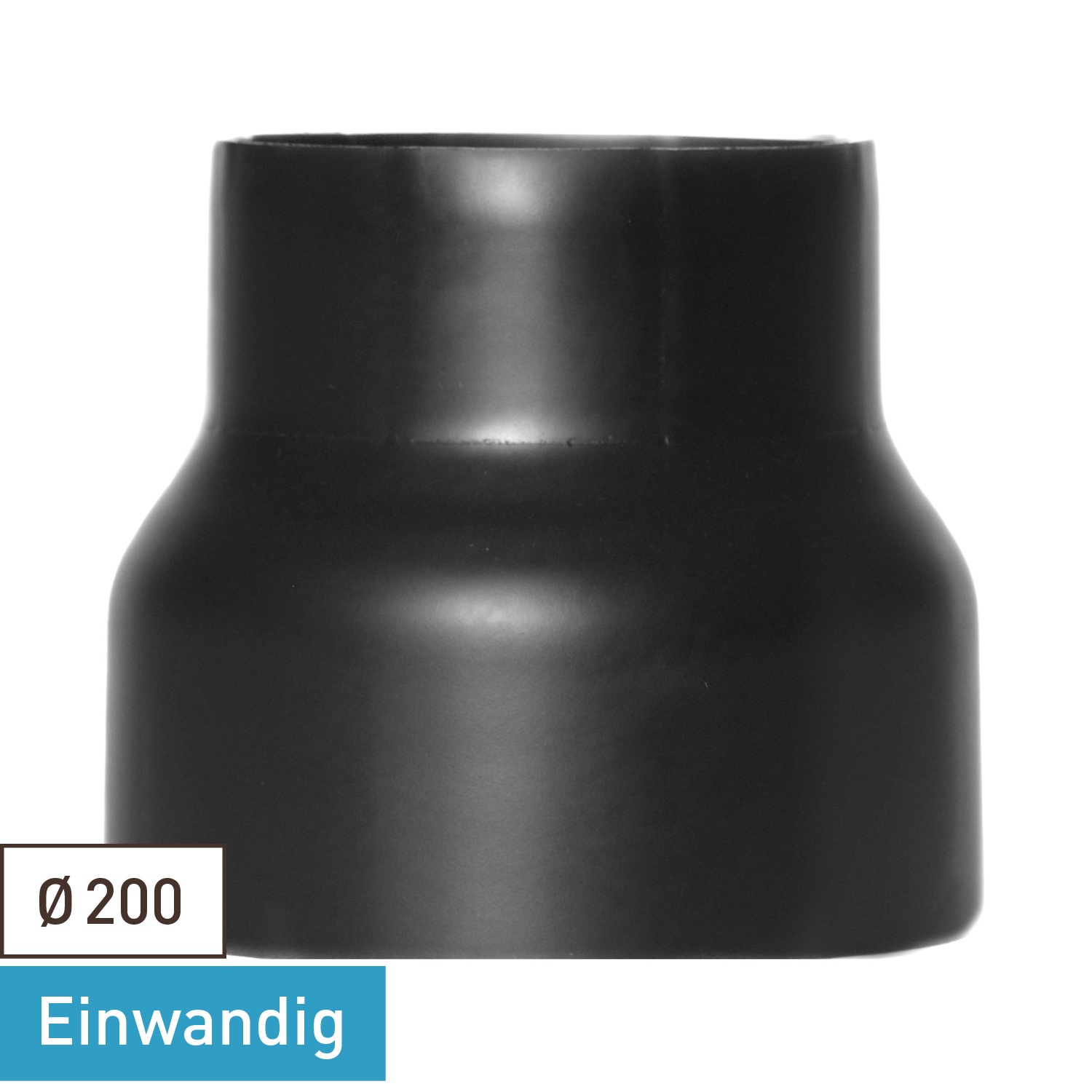 Raik Basic Reduzierung 200mm – 160mm schwarz für Rauchrohr / Ofenrohr
