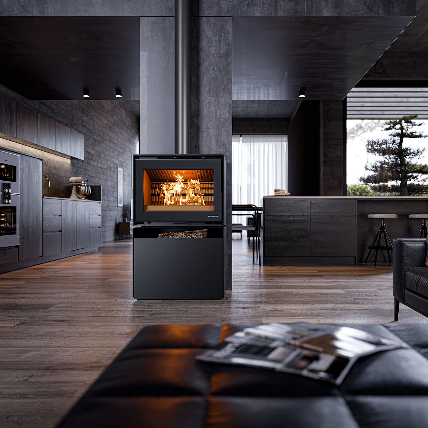 Thermorossi Moonlight Kaminofen Stahl Schwarz Matt